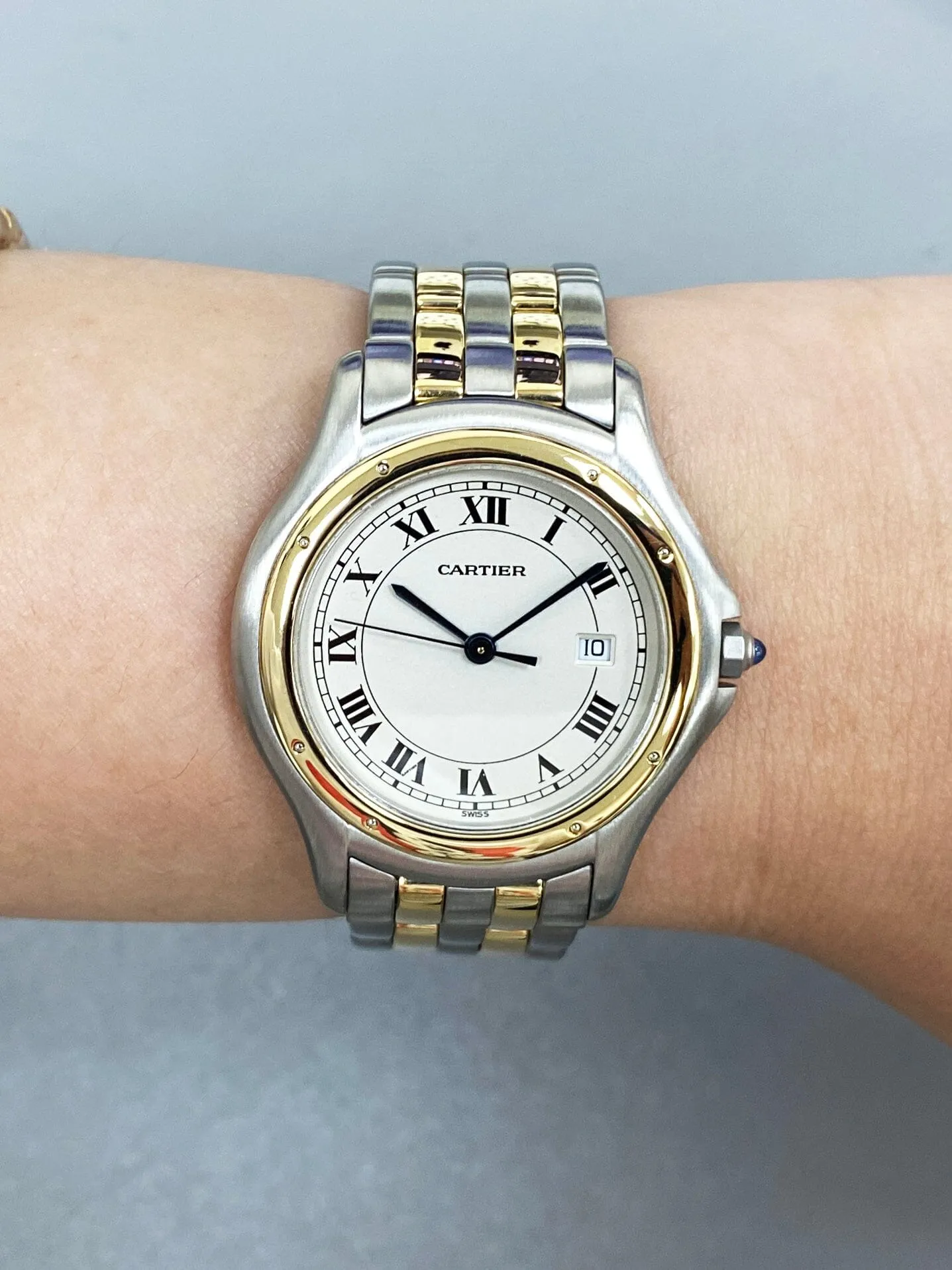 Cartier Panthere Cougar 187904 Two Tone Mens Watch Box Papers