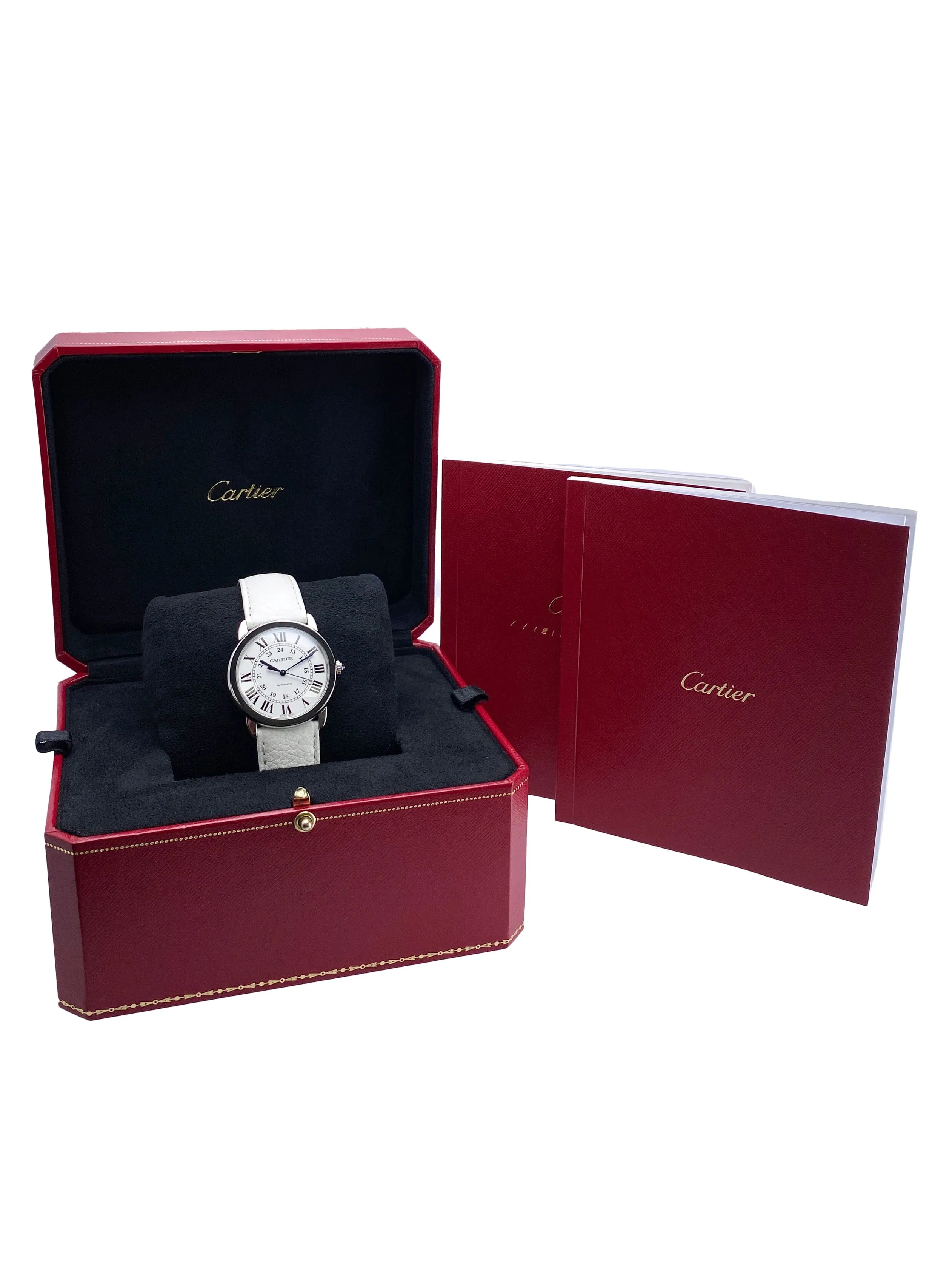 Cartier Ronde Solo WSRN0021 Silver Dial Mens Watch Box Papers