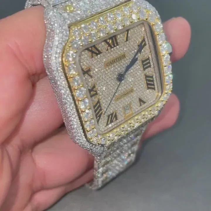Cartier Santos Moissanite Diamond Watch | vvs moissanite watch W 87