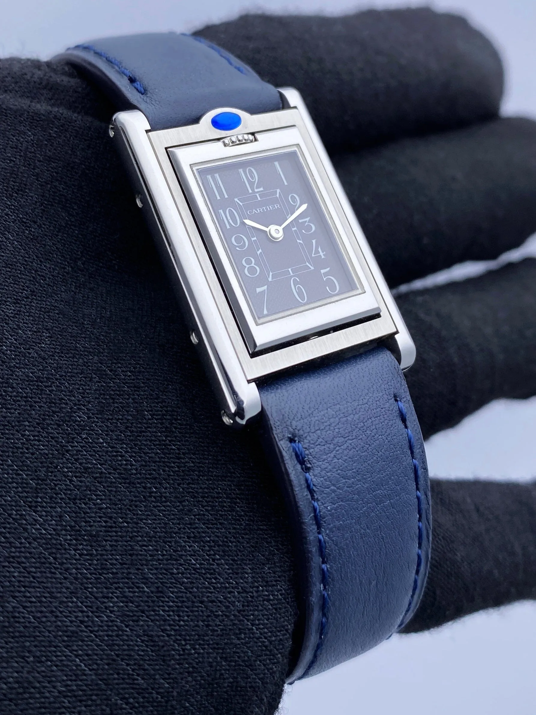Cartier Tank Basculante W1016830 Blue Dial Ladies Watch