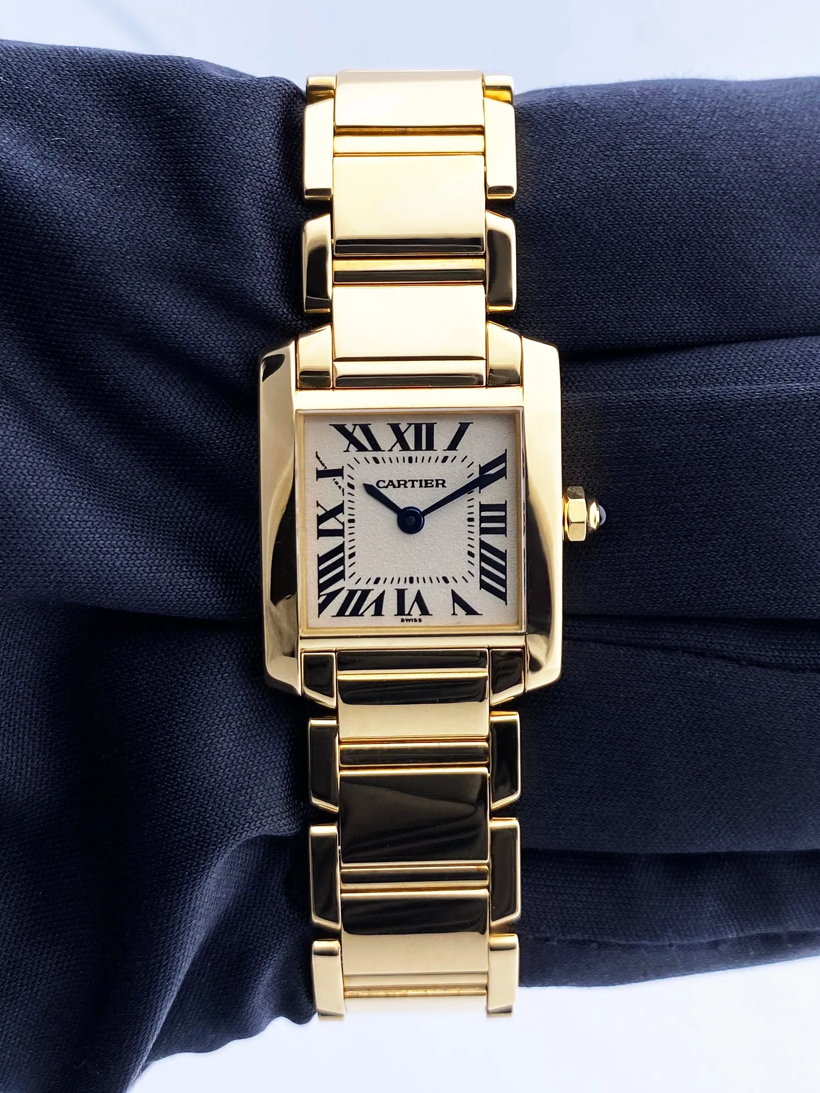 Cartier Tank Francaise 1820 18K Yellow Gold Ladies Watch Box & Papers