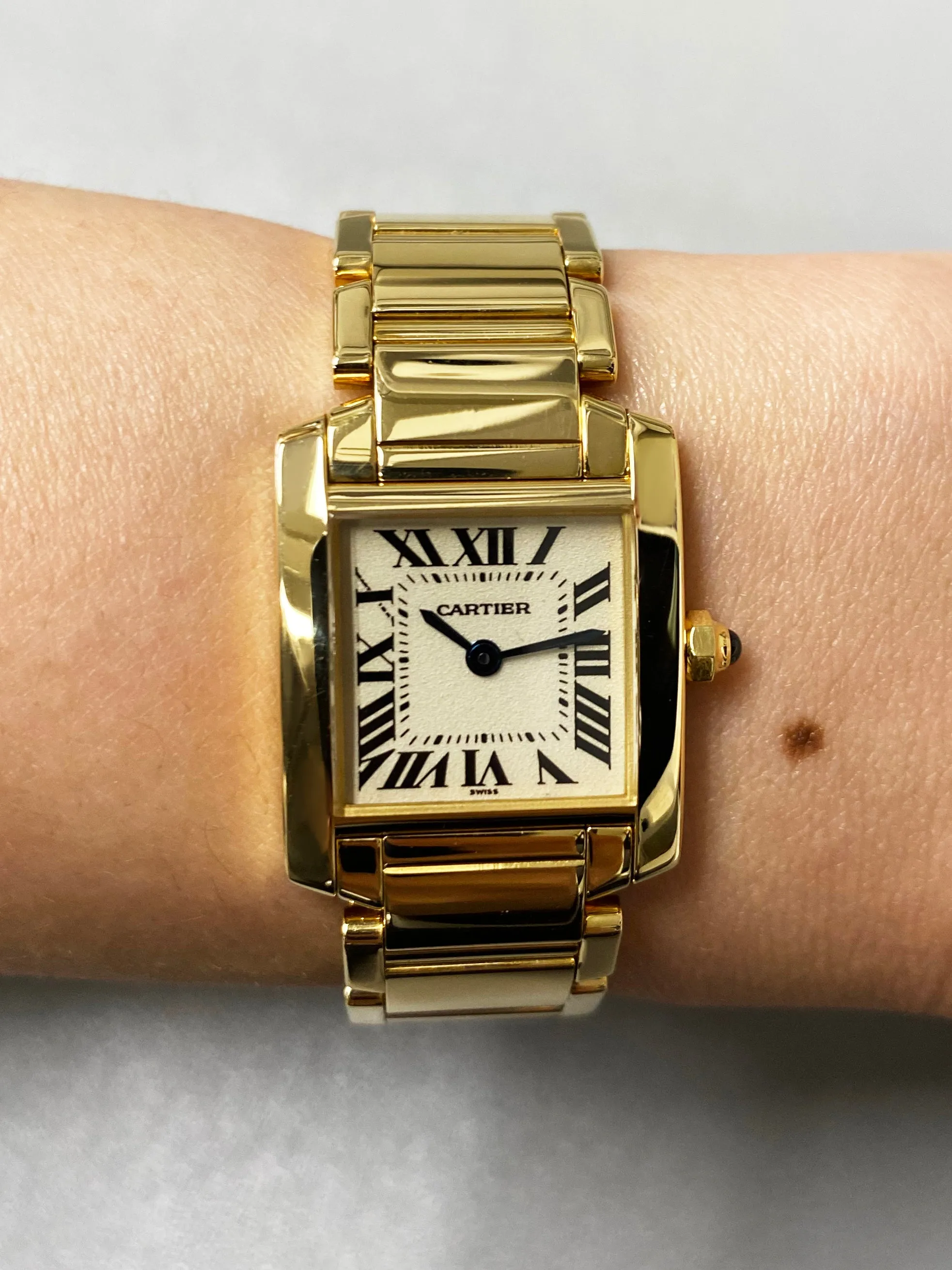 Cartier Tank Francaise 1820 18K Yellow Gold Ladies Watch Box & Papers