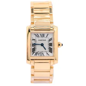 Cartier Tank Francaise Ladies 25mm x 20mm 18K Yellow Gold Case, White Roman dial Watch Reference #: Ref# W50002N2