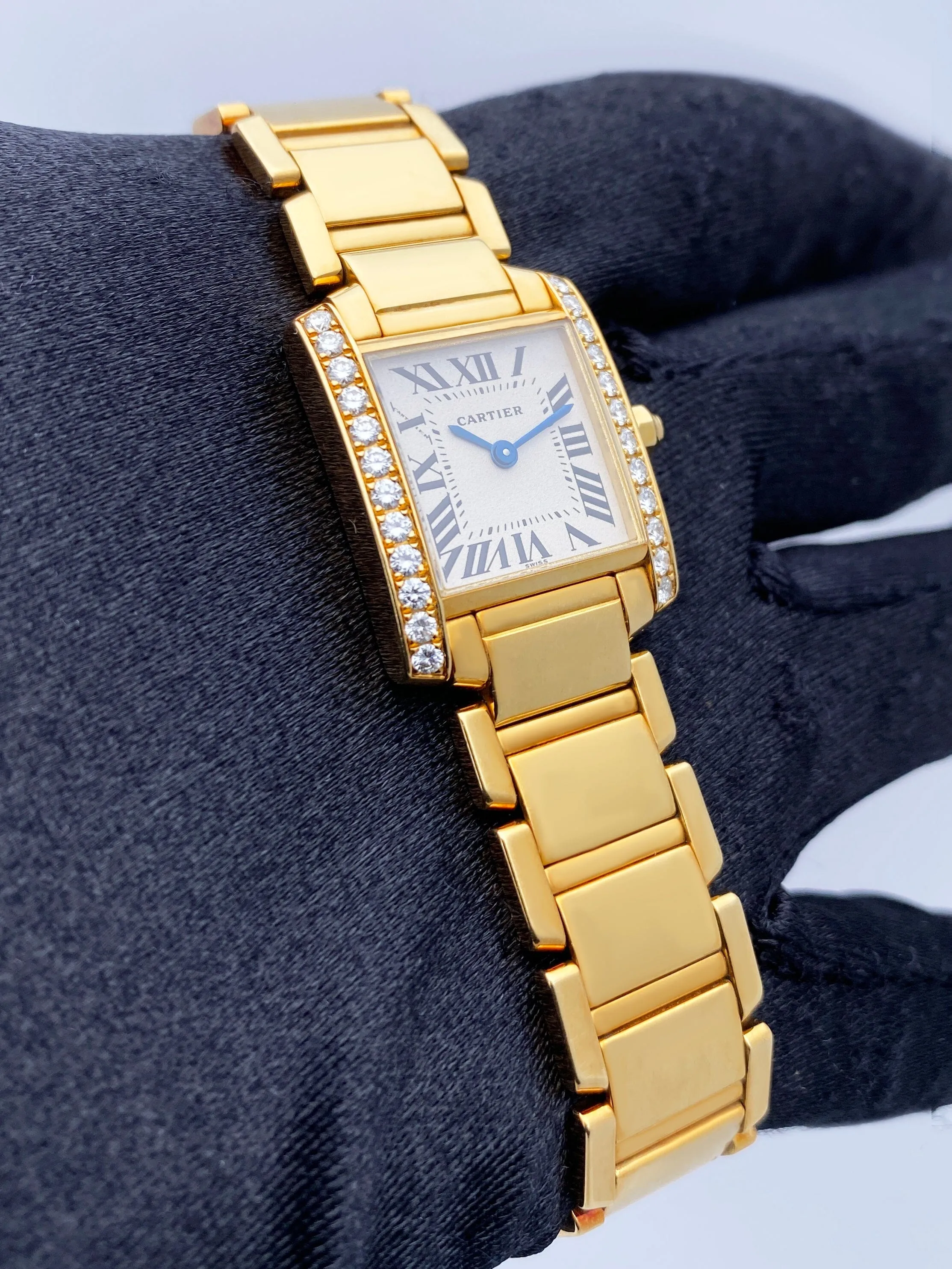 Cartier Tank Francaise WE1001R8 Diamond 18k Yellow Gold Ladies Watch