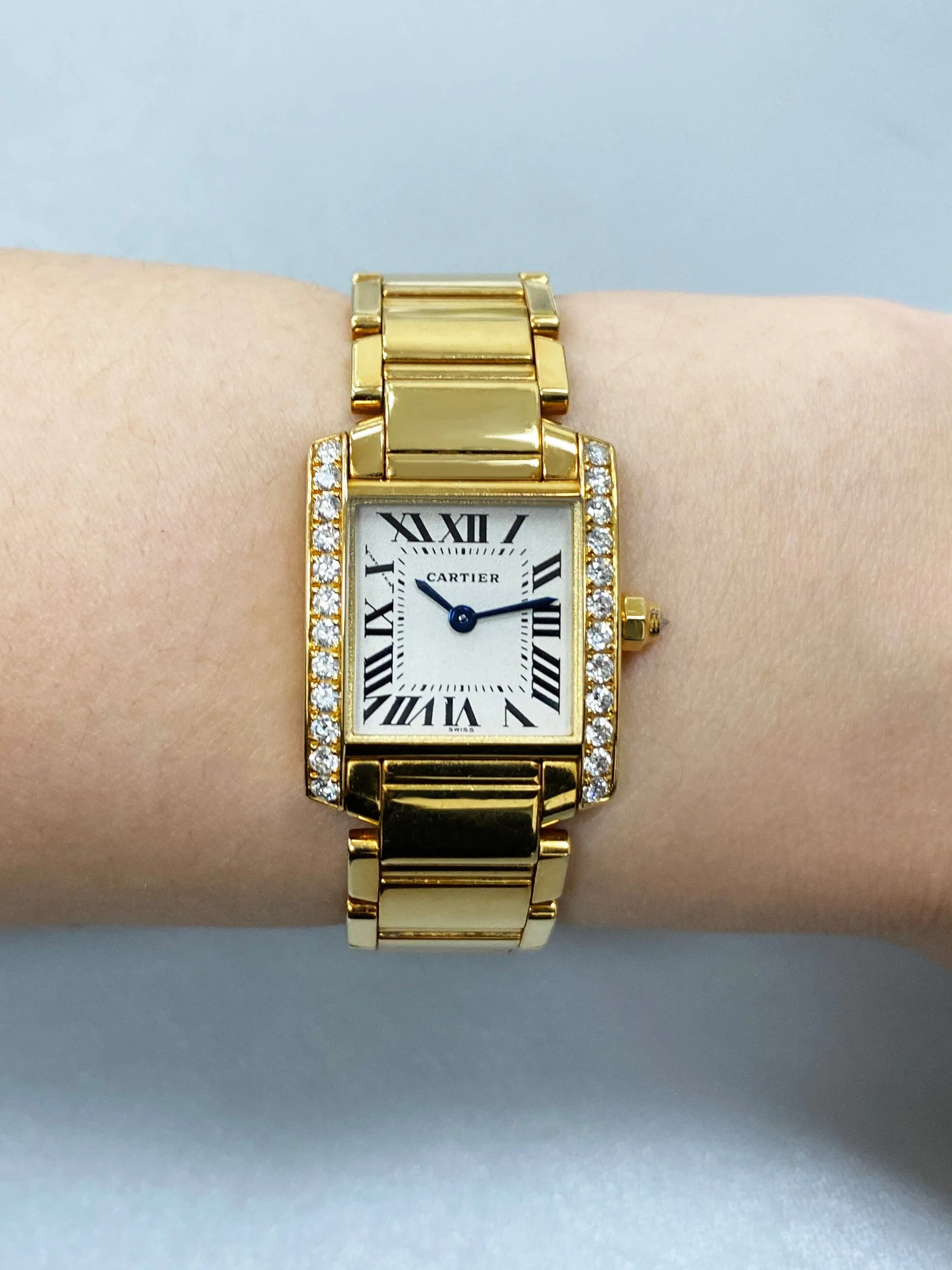 Cartier Tank Francaise WE1001R8 Diamond 18k Yellow Gold Ladies Watch