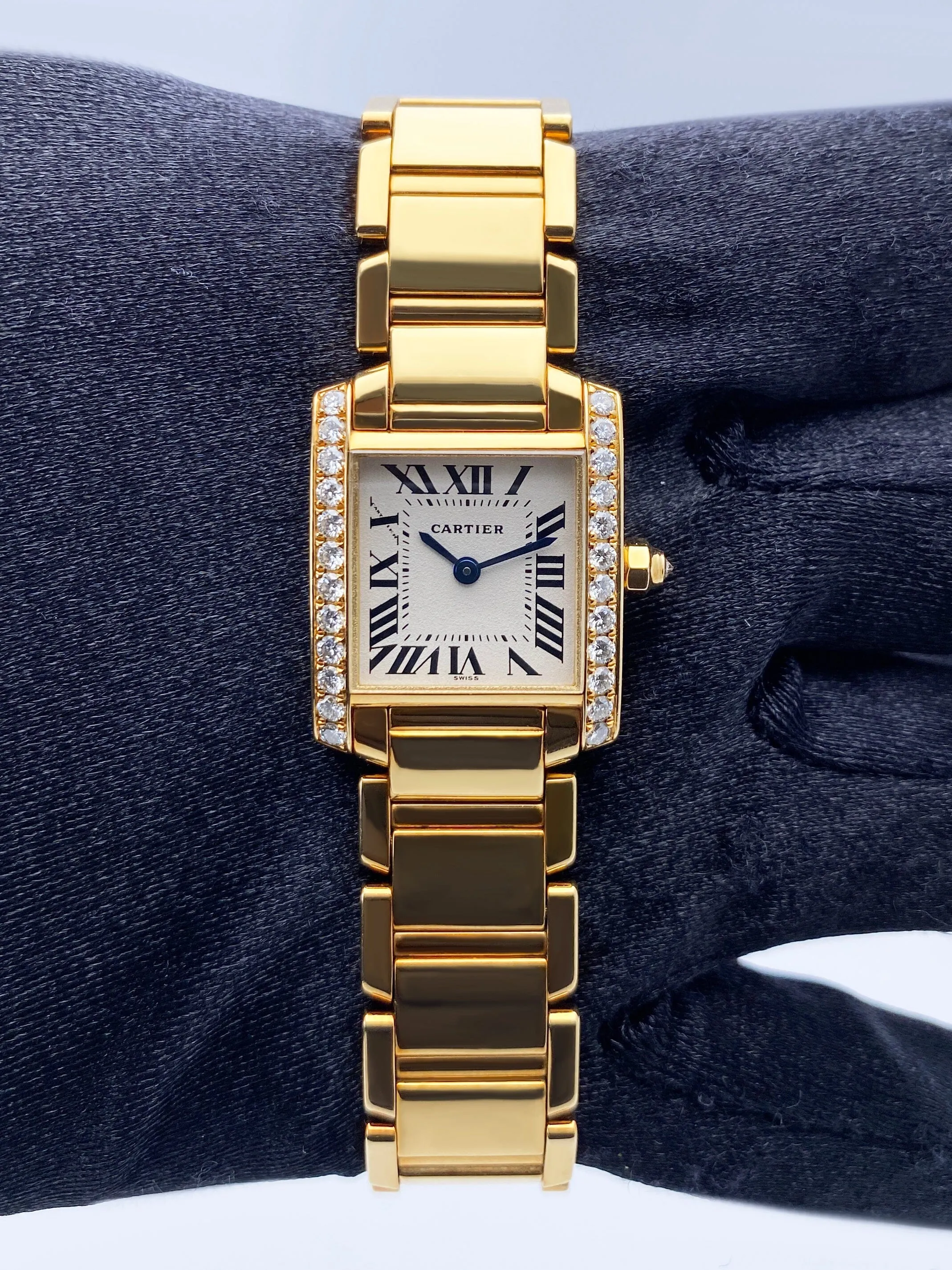 Cartier Tank Francaise WE1001R8 Diamond 18k Yellow Gold Ladies Watch