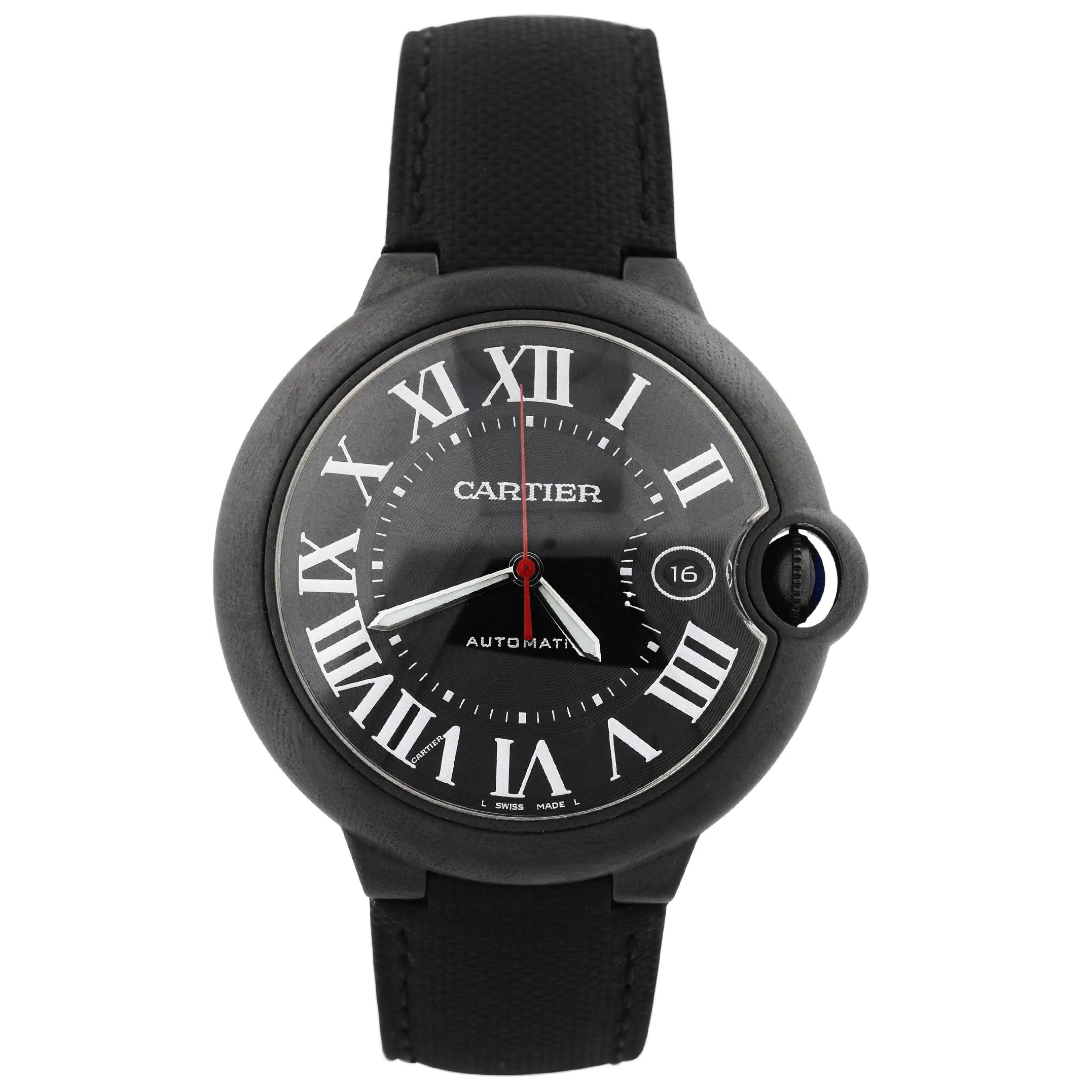 Cartier Unisex Ballon Bleu Stainless Steel 42mm Black Roman Dial Watch Reference #: WSBB0015