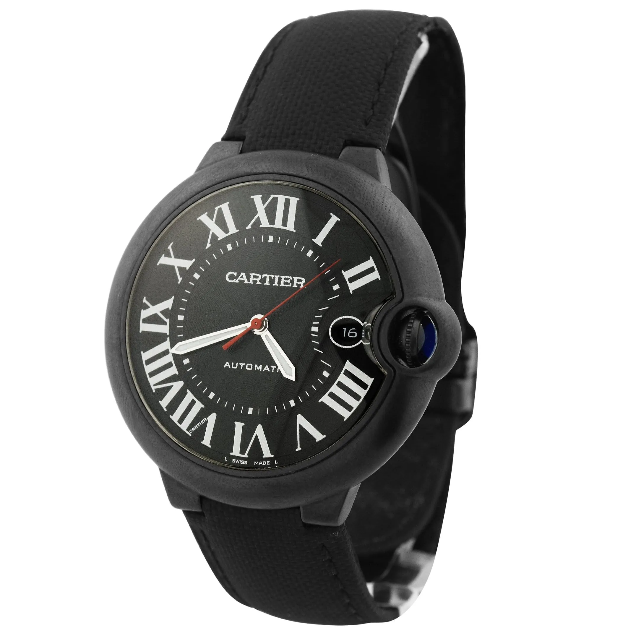 Cartier Unisex Ballon Bleu Stainless Steel 42mm Black Roman Dial Watch Reference #: WSBB0015