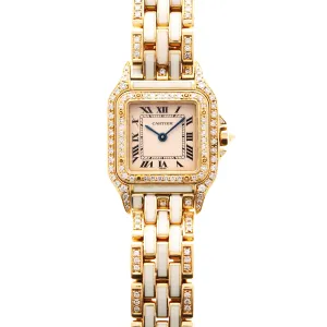 Cartier Yellow Gold Panthere Ref. 8057915 with White Enamel and Diamonds