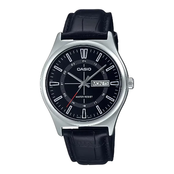 Casio Black Leather Strap Black Dial Quartz Watch for Gents - MTP-V006L-1CUDF