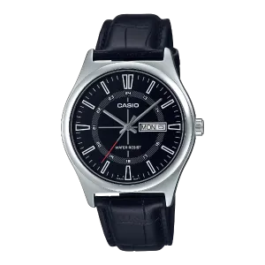 Casio Black Leather Strap Black Dial Quartz Watch for Gents - MTP-V006L-1CUDF