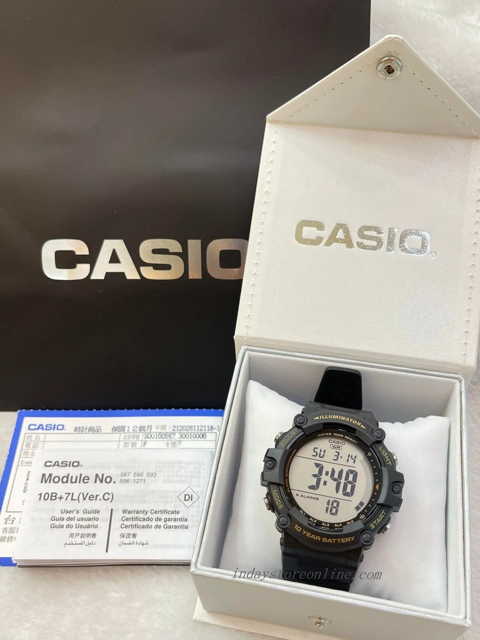 Casio Digital Men's Watch AE-1500WHX-1A 10-Year Battery Life Sporty Design Black Resin Strap