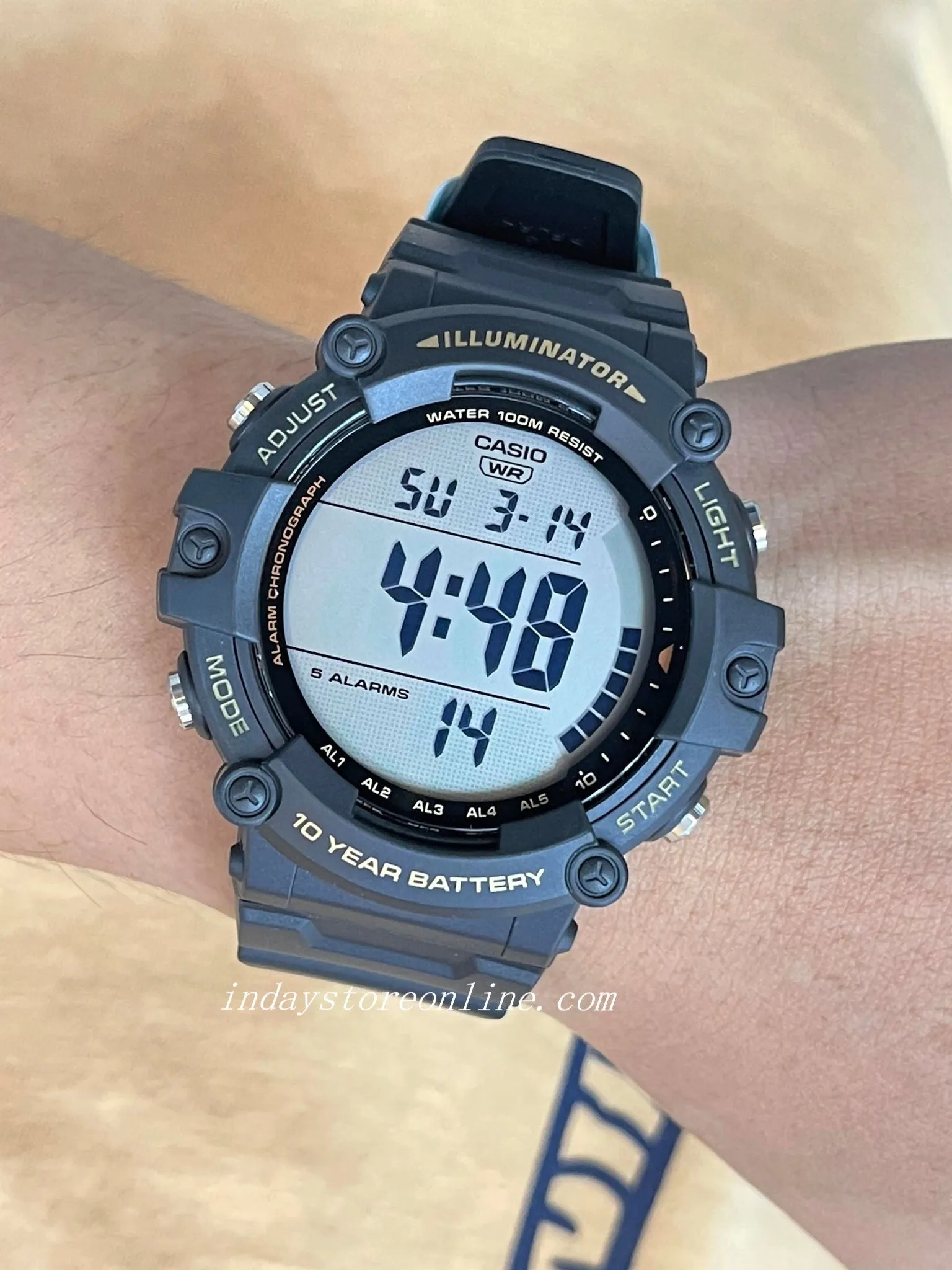 Casio Digital Men's Watch AE-1500WHX-1A 10-Year Battery Life Sporty Design Black Resin Strap