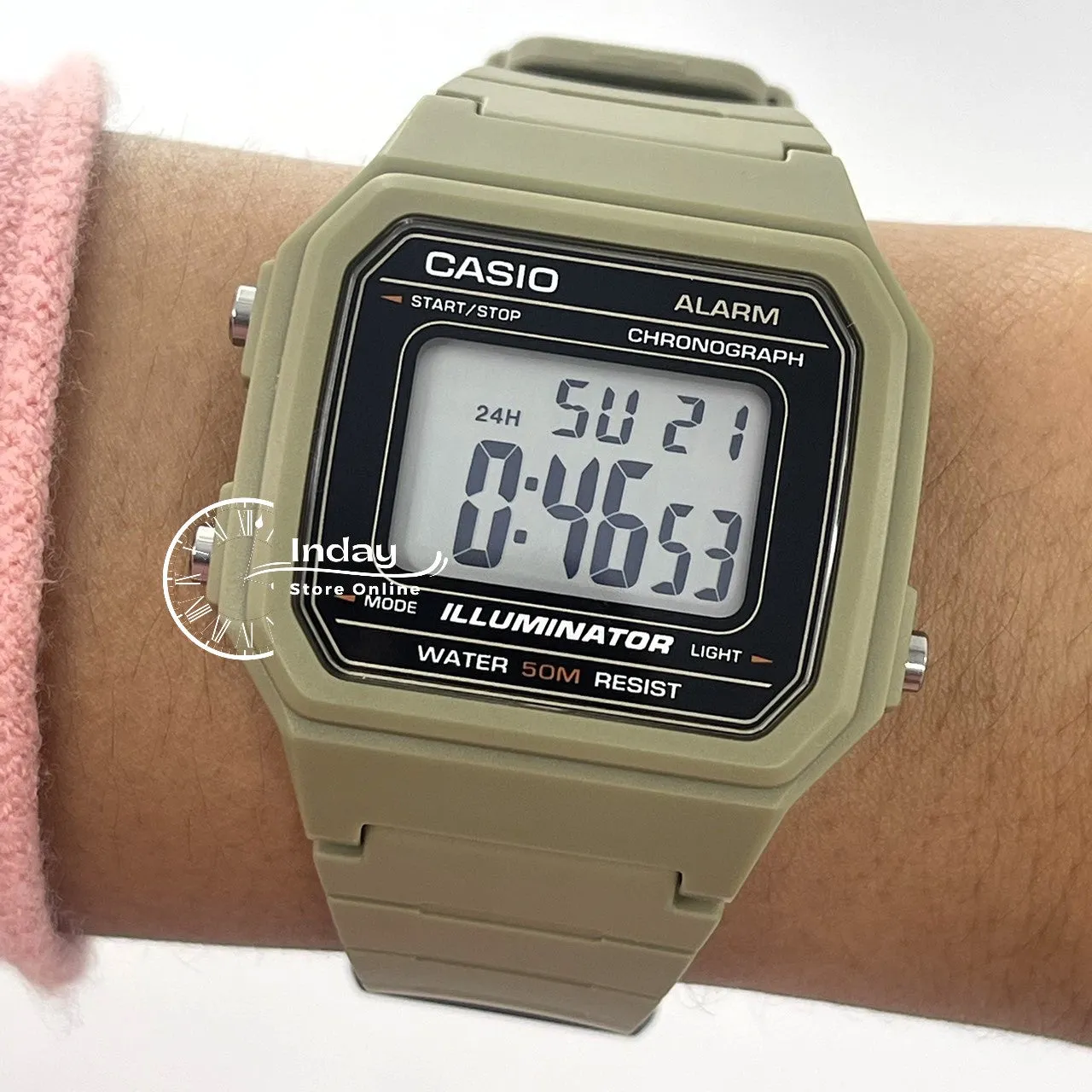 Casio Digital Unisex Watch W-217H-5A Digital Resin Band Resin Glass