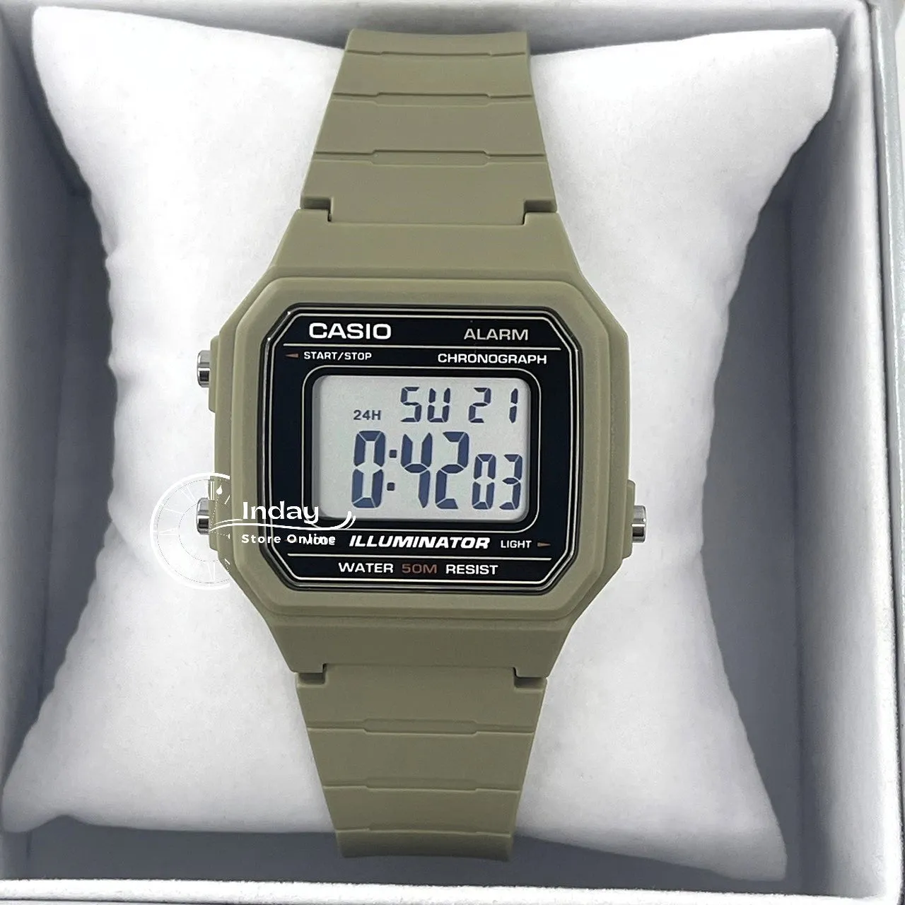 Casio Digital Unisex Watch W-217H-5A Digital Resin Band Resin Glass
