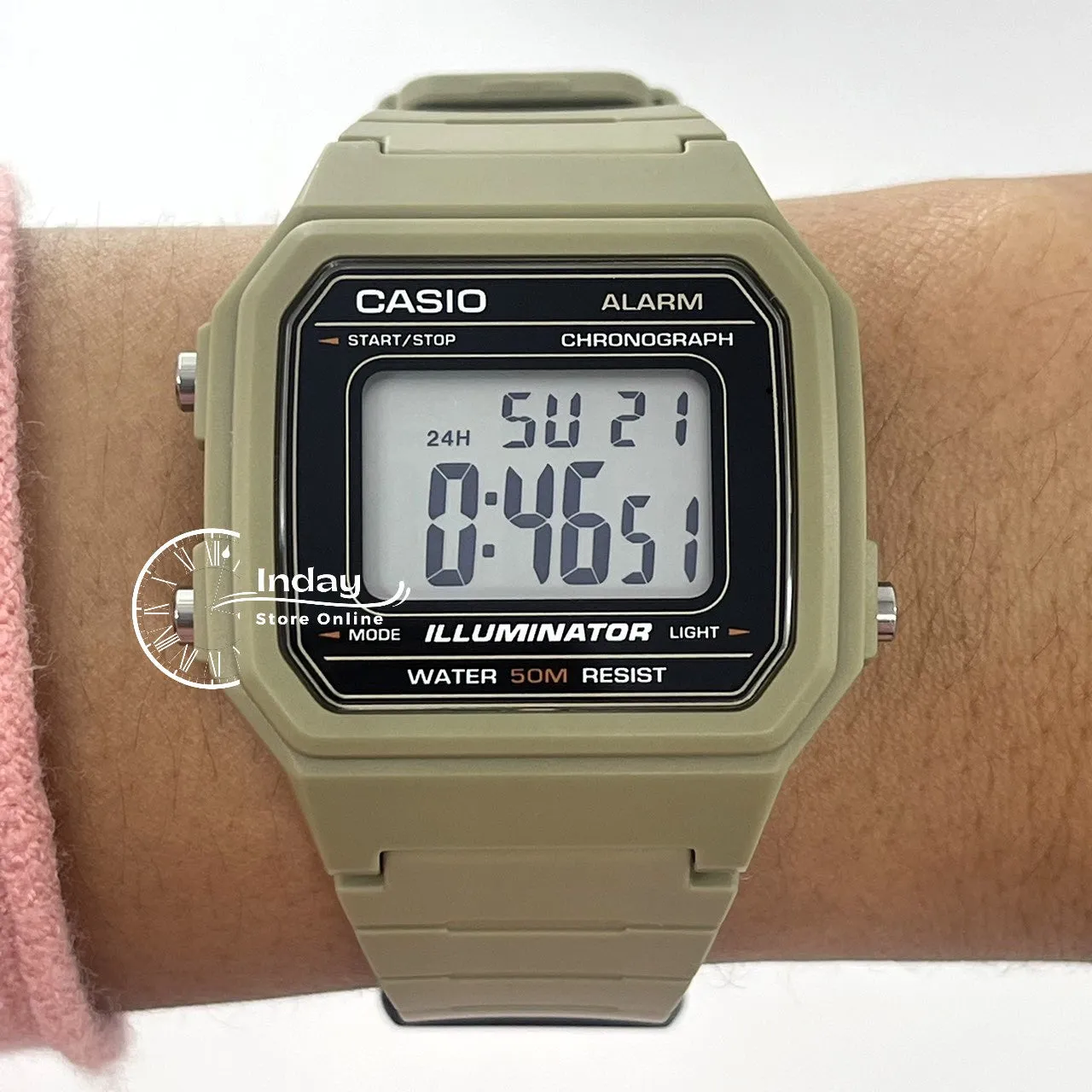 Casio Digital Unisex Watch W-217H-5A Digital Resin Band Resin Glass