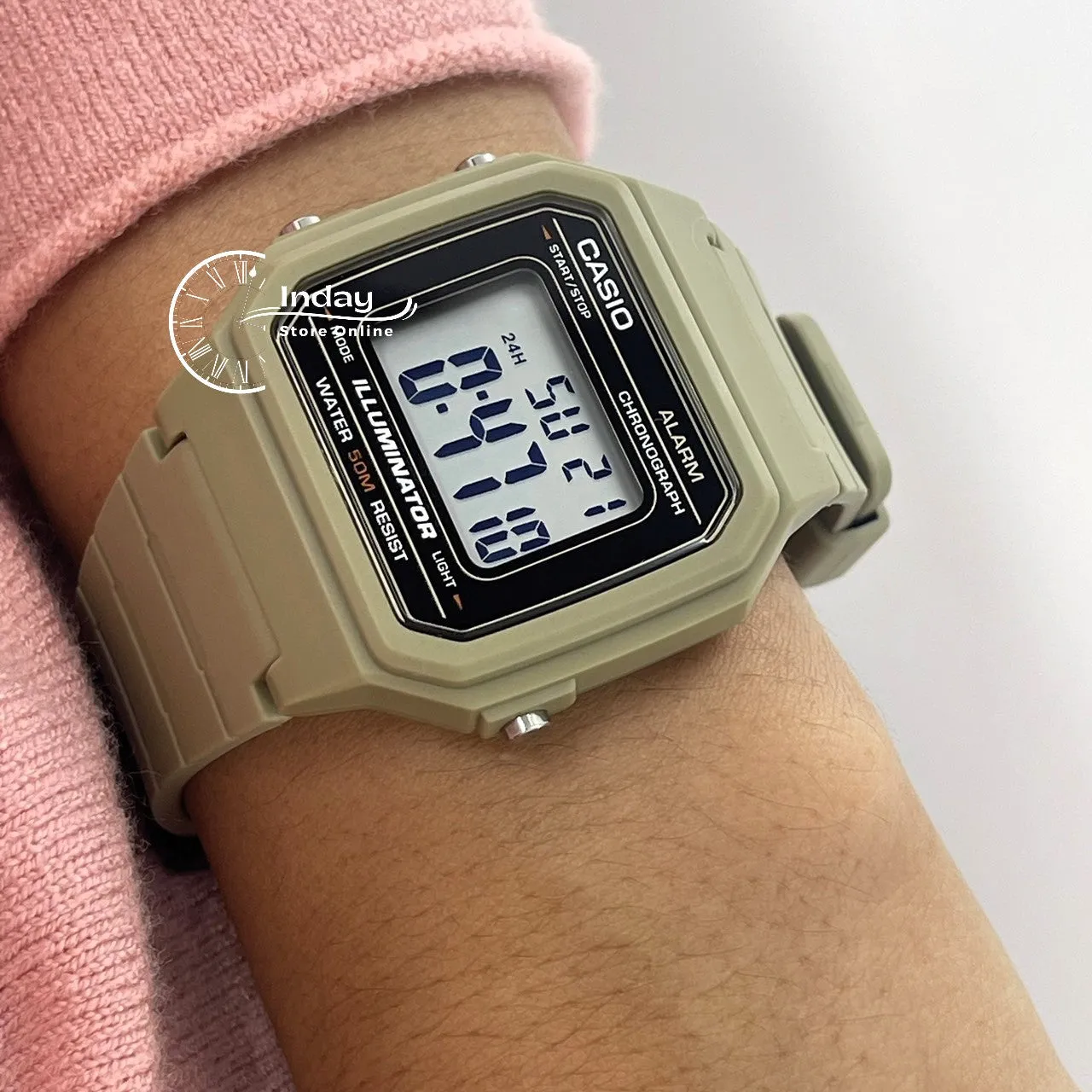 Casio Digital Unisex Watch W-217H-5A Digital Resin Band Resin Glass