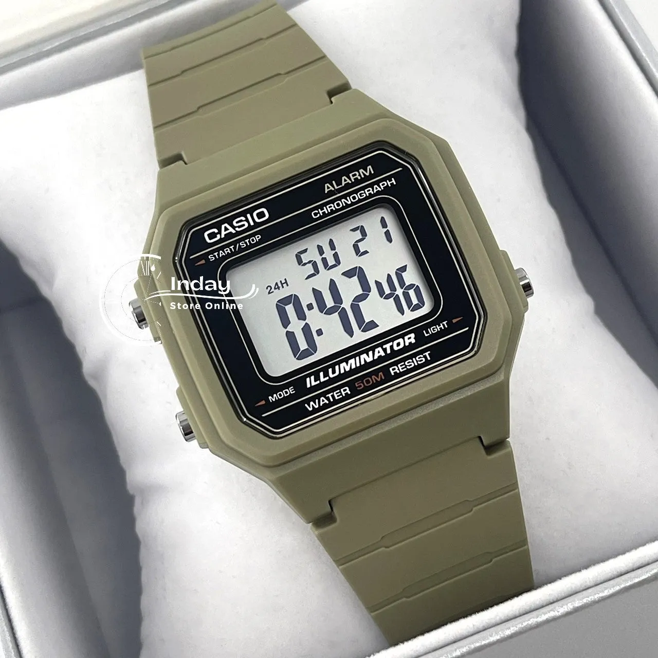 Casio Digital Unisex Watch W-217H-5A Digital Resin Band Resin Glass