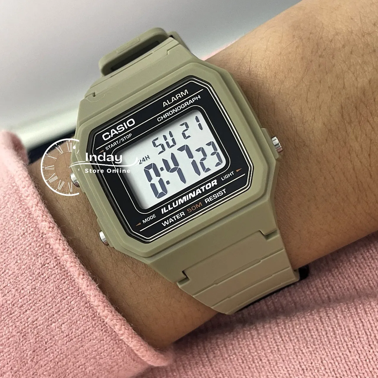 Casio Digital Unisex Watch W-217H-5A Digital Resin Band Resin Glass