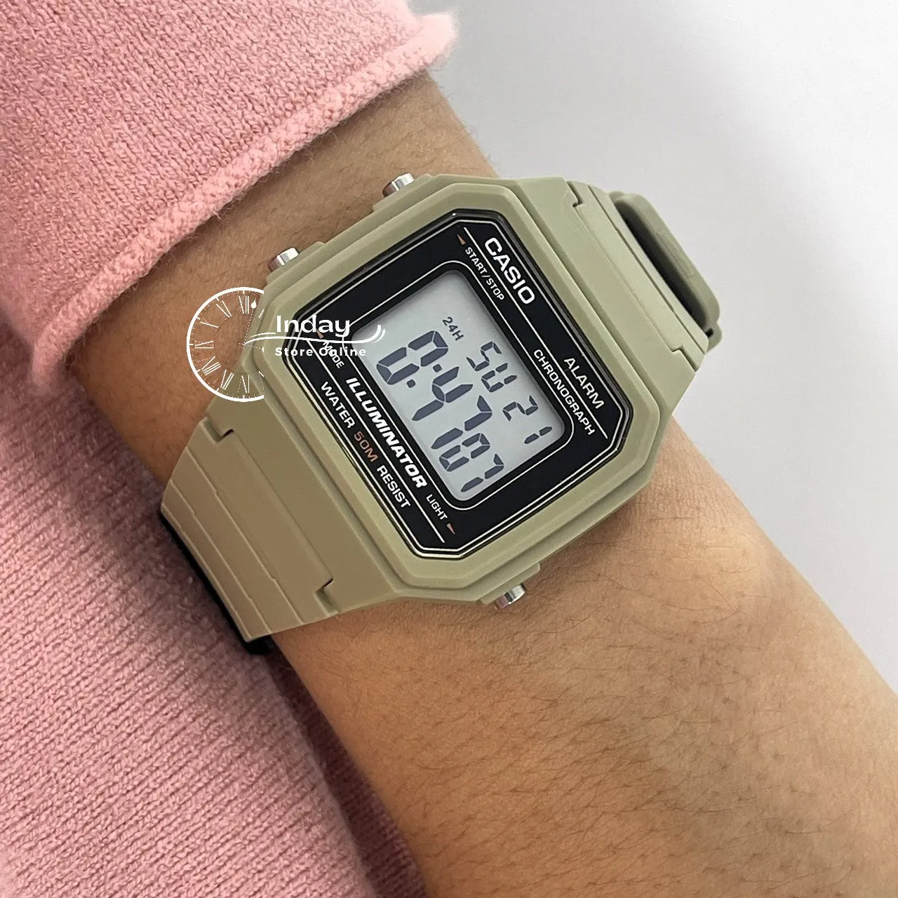 Casio Digital Unisex Watch W-217H-5A Digital Resin Band Resin Glass