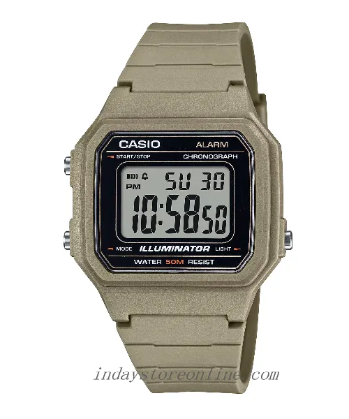 Casio Digital Unisex Watch W-217H-5A Digital Resin Band Resin Glass