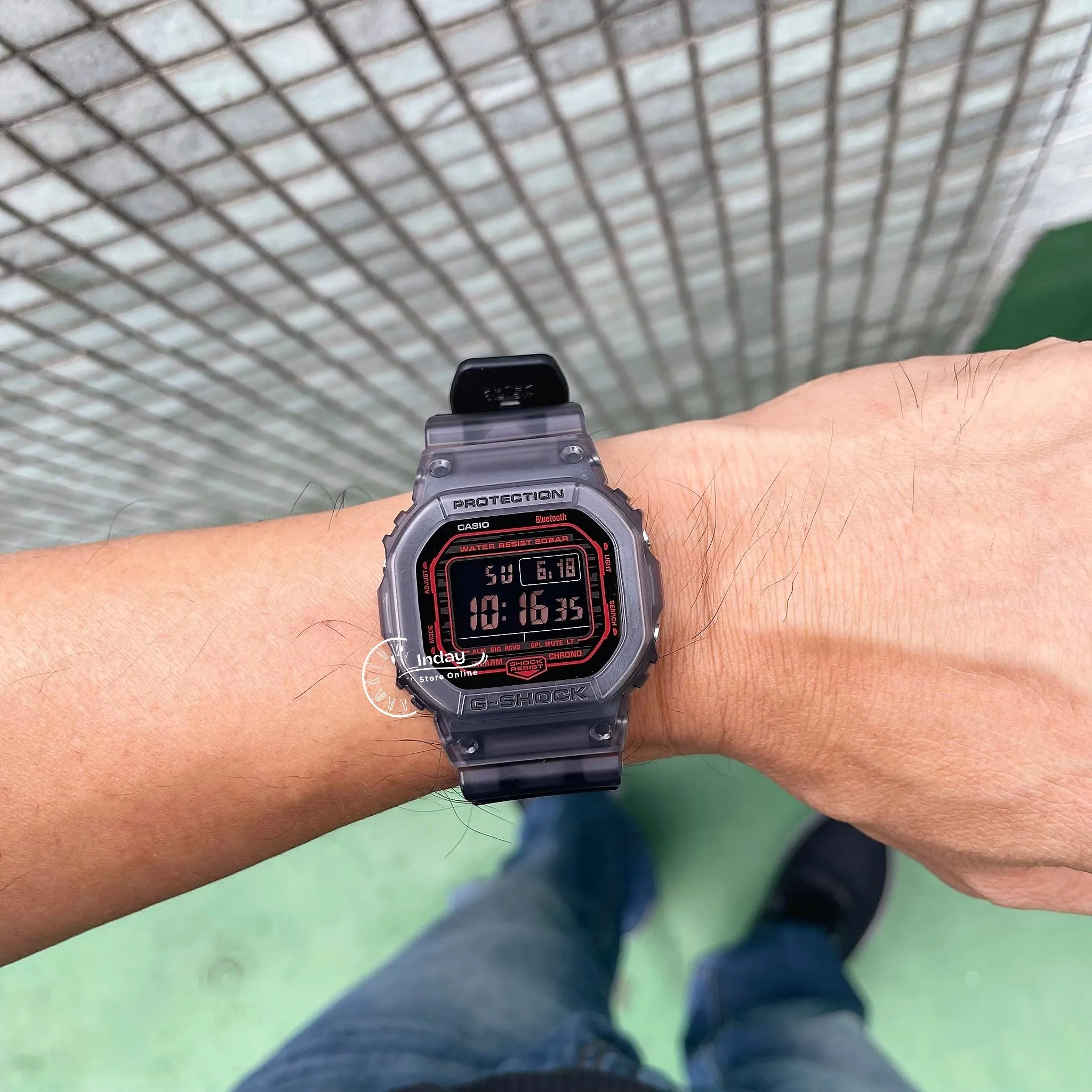 Casio G-Shock Men's Watch DW-B5600G-1 Digital 5600 Series  Transparent Color Mobile link (Wireless linking using Bluetooth®)