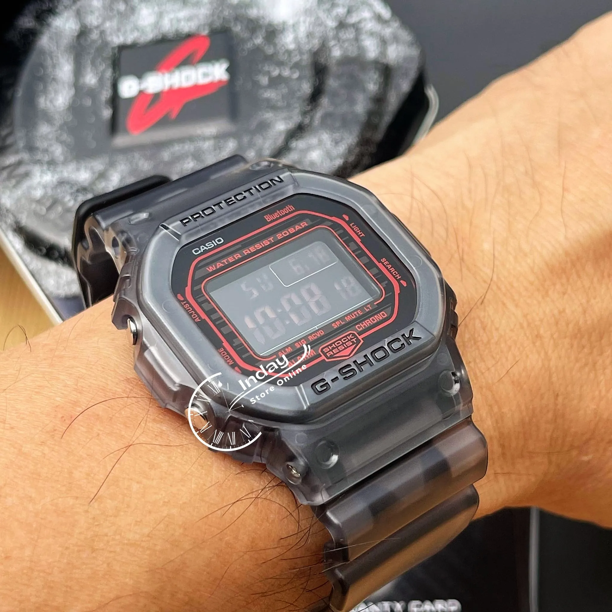 Casio G-Shock Men's Watch DW-B5600G-1 Digital 5600 Series  Transparent Color Mobile link (Wireless linking using Bluetooth®)