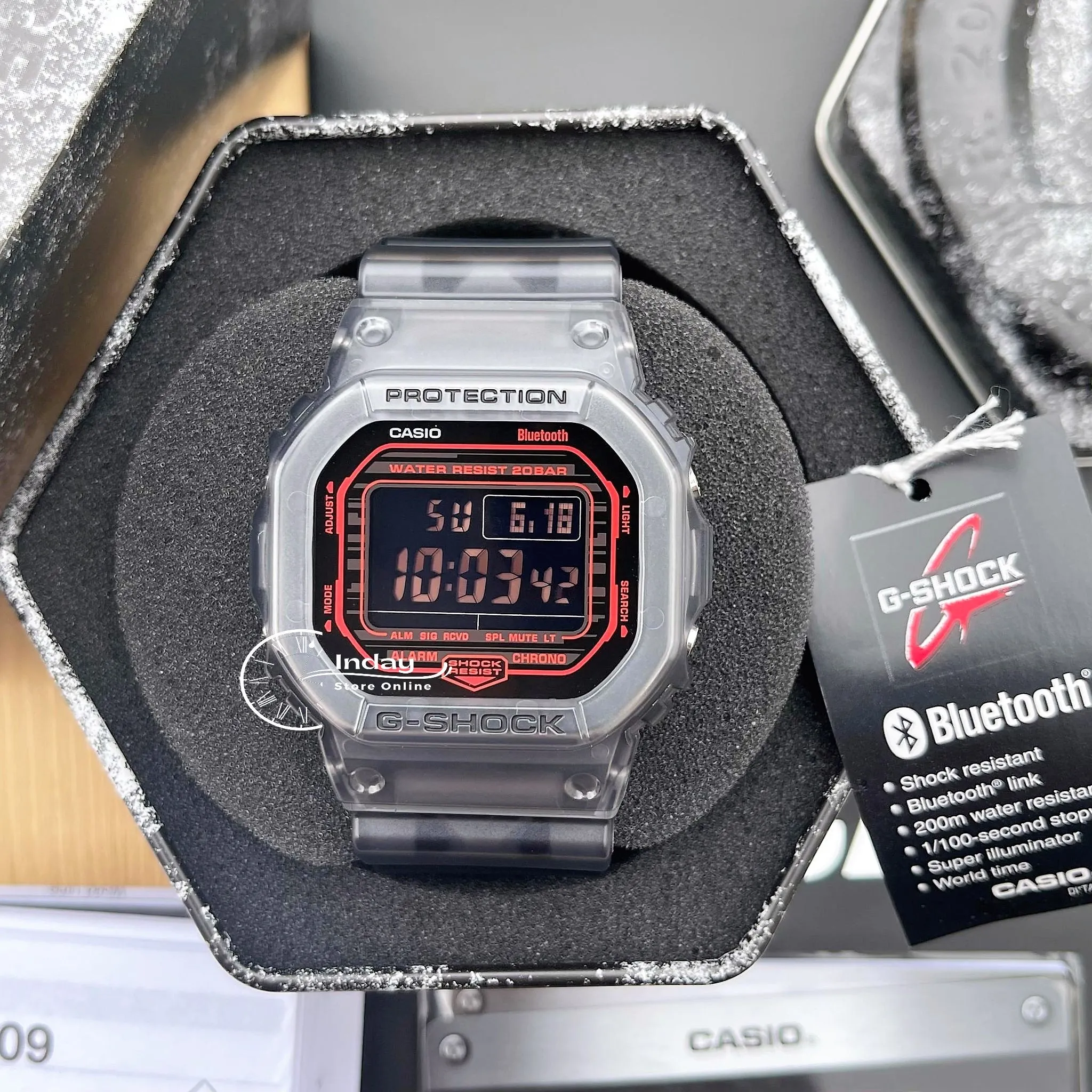Casio G-Shock Men's Watch DW-B5600G-1 Digital 5600 Series  Transparent Color Mobile link (Wireless linking using Bluetooth®)