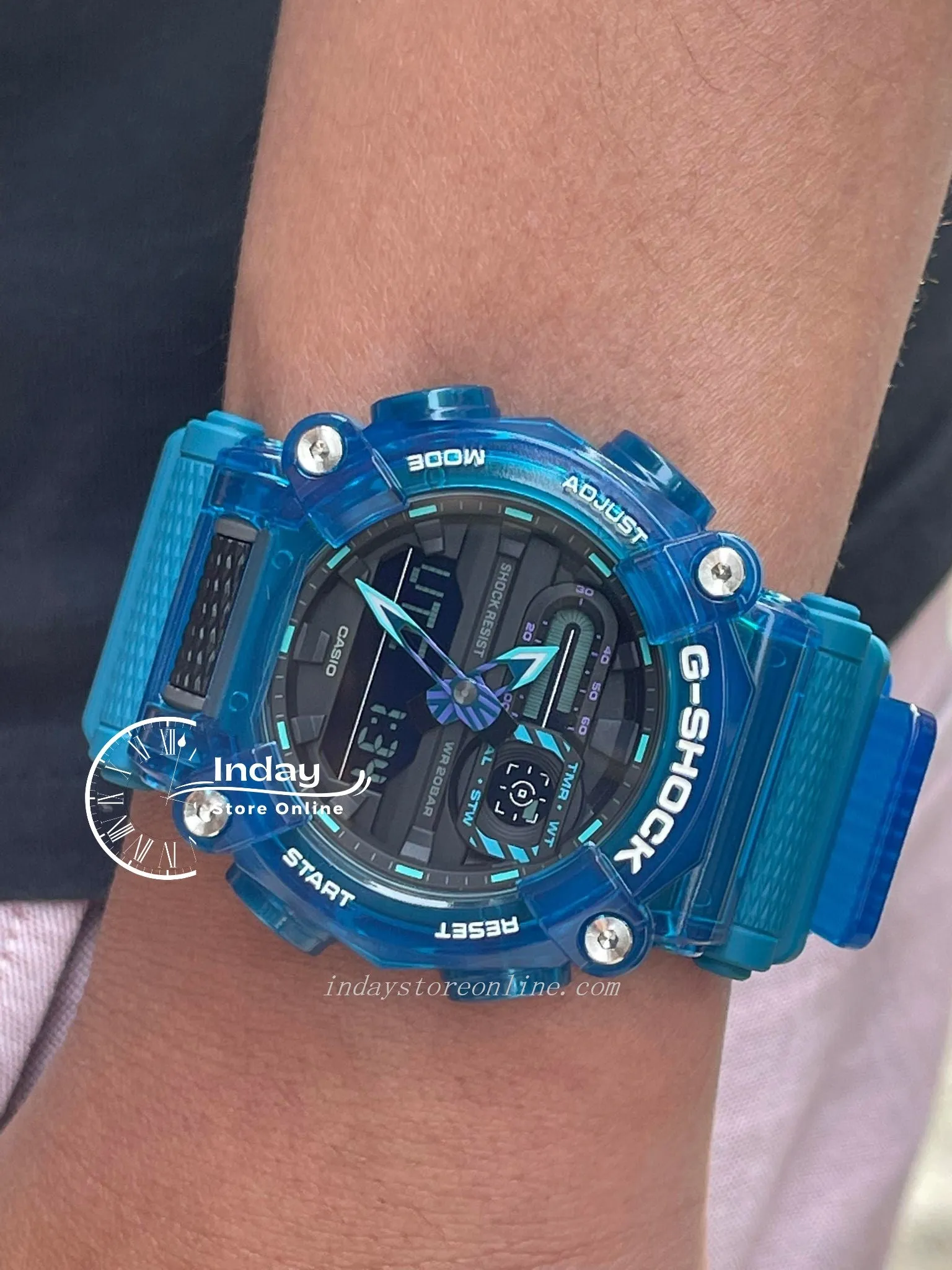 Casio G-Shock Men's Watch GA-900SKL-2A Analog-Digital Sound Wave Series Sporty Design Transparent Color