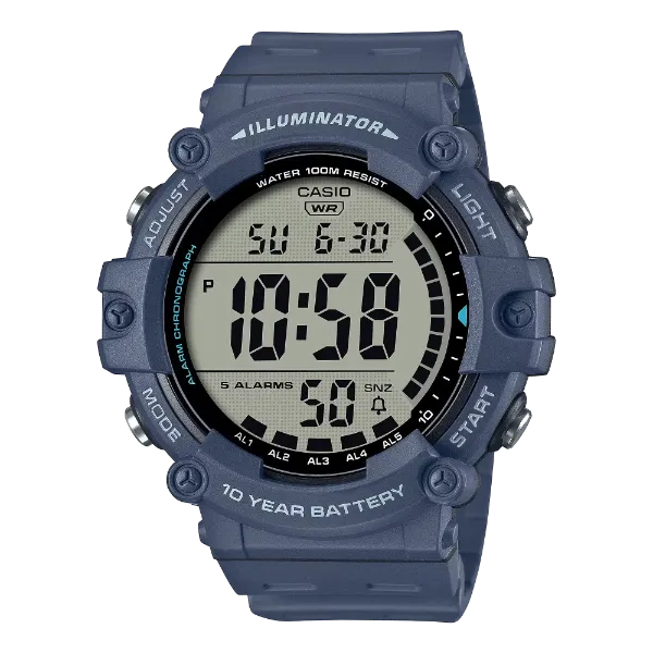 Casio Grey Resin Strap Black Dial Quartz Watch for Gents - AE-1500WH-2AVDF