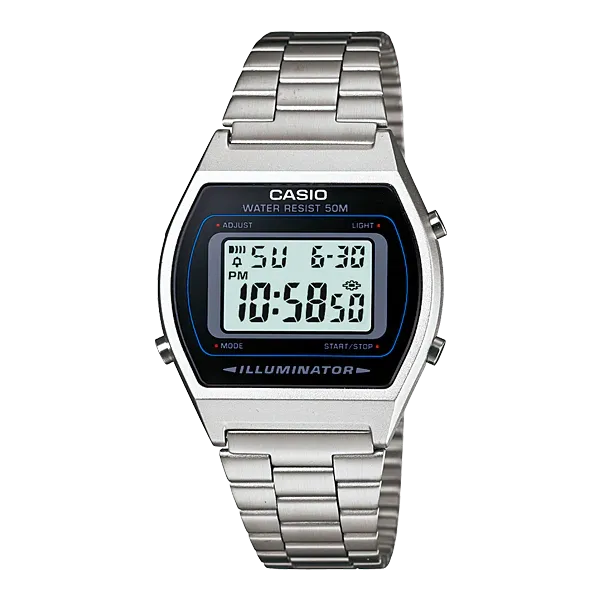 Casio Silver Stainless Steel Black Dial Quartz Watch for Gents - B-640WD-1AVDF