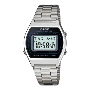 Casio Silver Stainless Steel Black Dial Quartz Watch for Gents - B-640WD-1AVDF