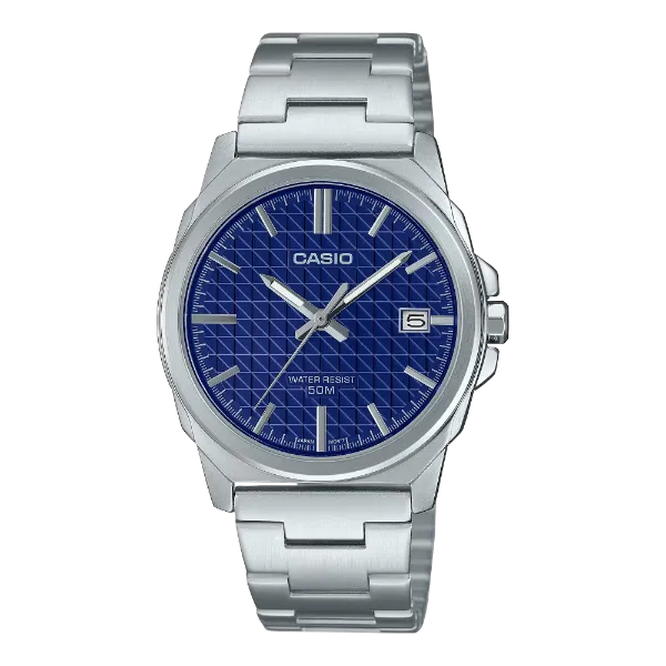 Casio Silver Stainless Steel Blue Dial Quartz Watch for Gents - MTP-E720D-2AVDF
