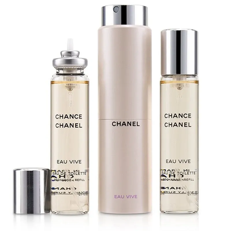 CHANEL CHANCE EAU VIVE FOR WOMEN EDT 3x20 ml   2 REFILLS TRAVEL SPRAY