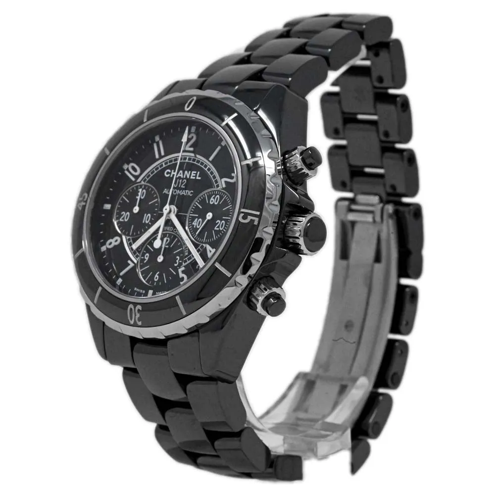 Chanel J12 Automatic Chronograph Black Ceramic 41mm Black Arabic Dial Watch Reference #: H0940