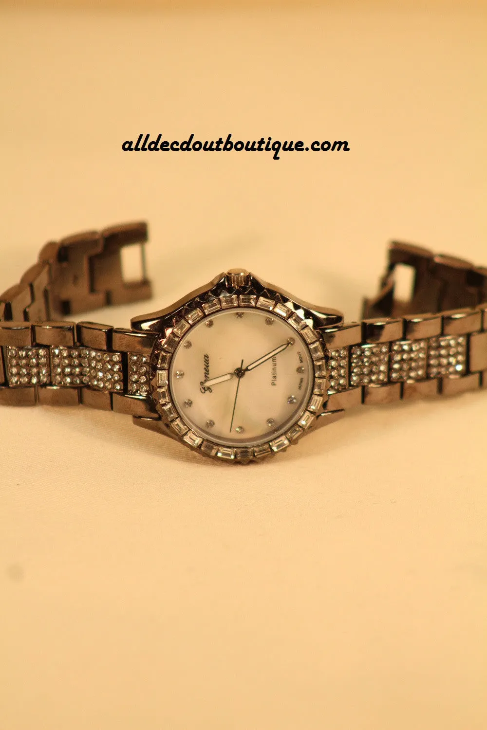 Chrome/White Clear Rhinestones | Metal Band W/Clasp