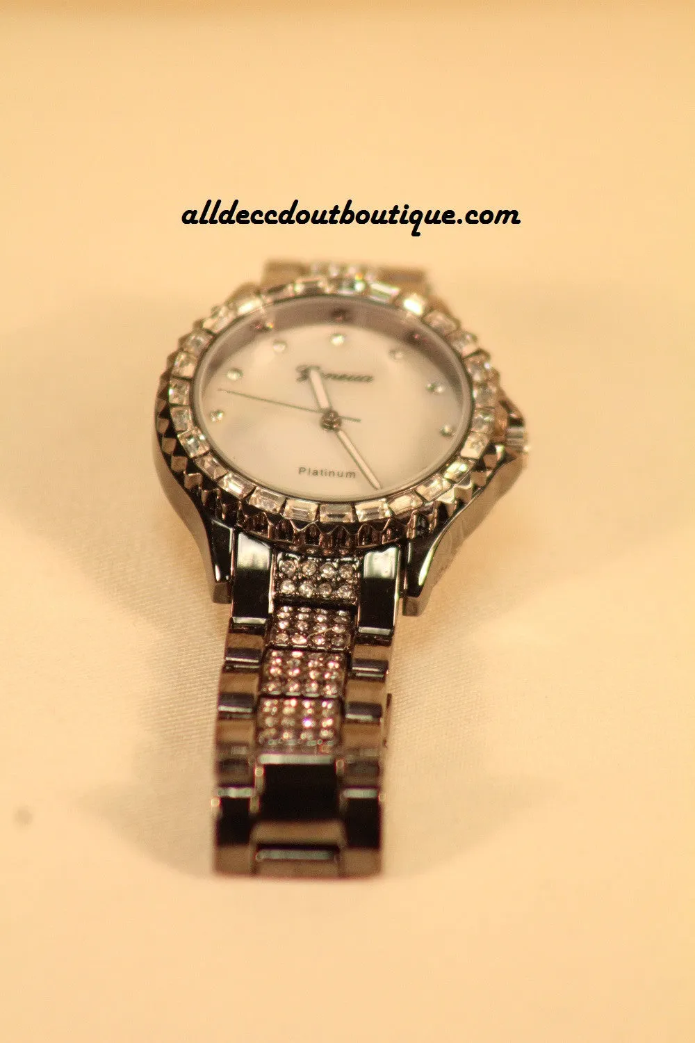 Chrome/White Clear Rhinestones | Metal Band W/Clasp
