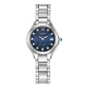 Citizen Silhouette Crystal Ladies Eco Drive Stainless Steel Blue Dial Watch