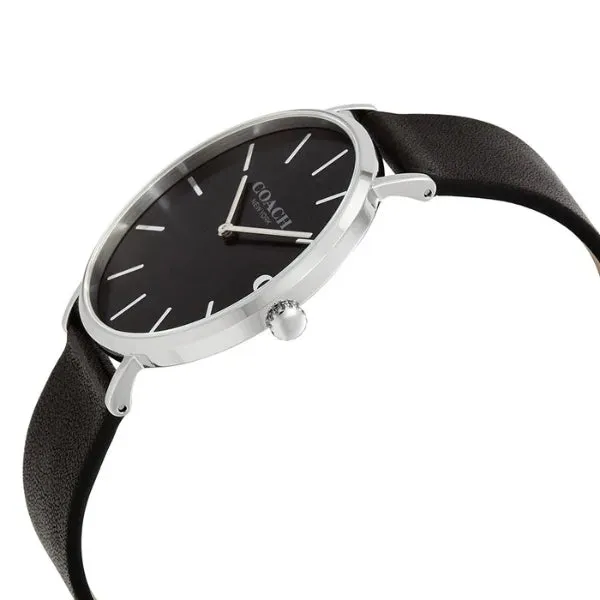 Coach Charles Black Leather Strap Black Dial Quartz Watch for Gents - 14602149