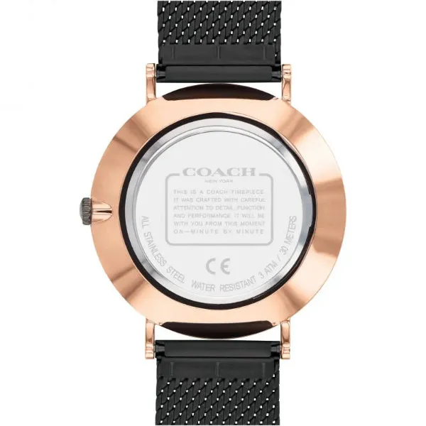 Coach Charles Black Leather Strap Black Dial Quartz Watch for Gents - 14602149