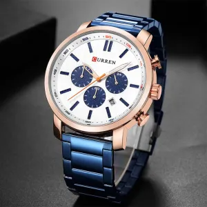Curren Watch Fashion Mens Watches Blue Gold Military Army Stainless Steel Quartz Mens Watches Top Brand Luxury Men Watch Luxury