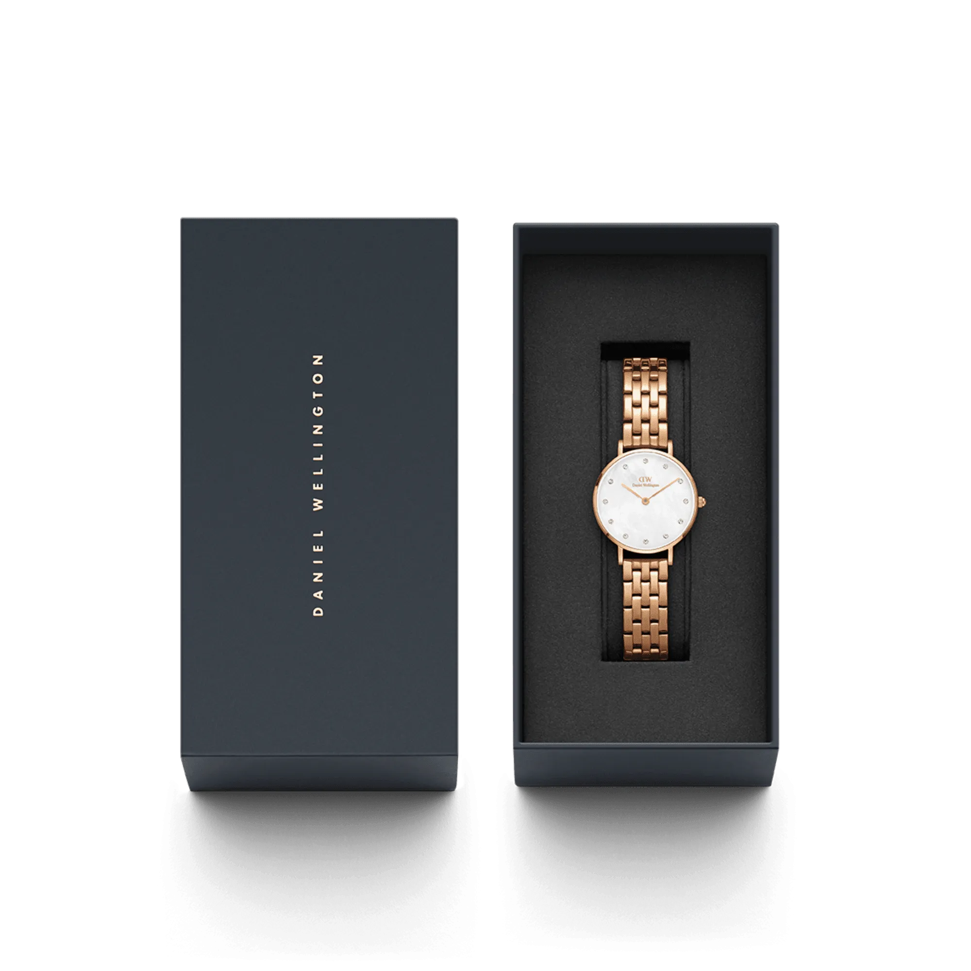 Daniel Wellington Petite Lumine 28 5-Link Rose Gold & Mother of Pearl White Watch