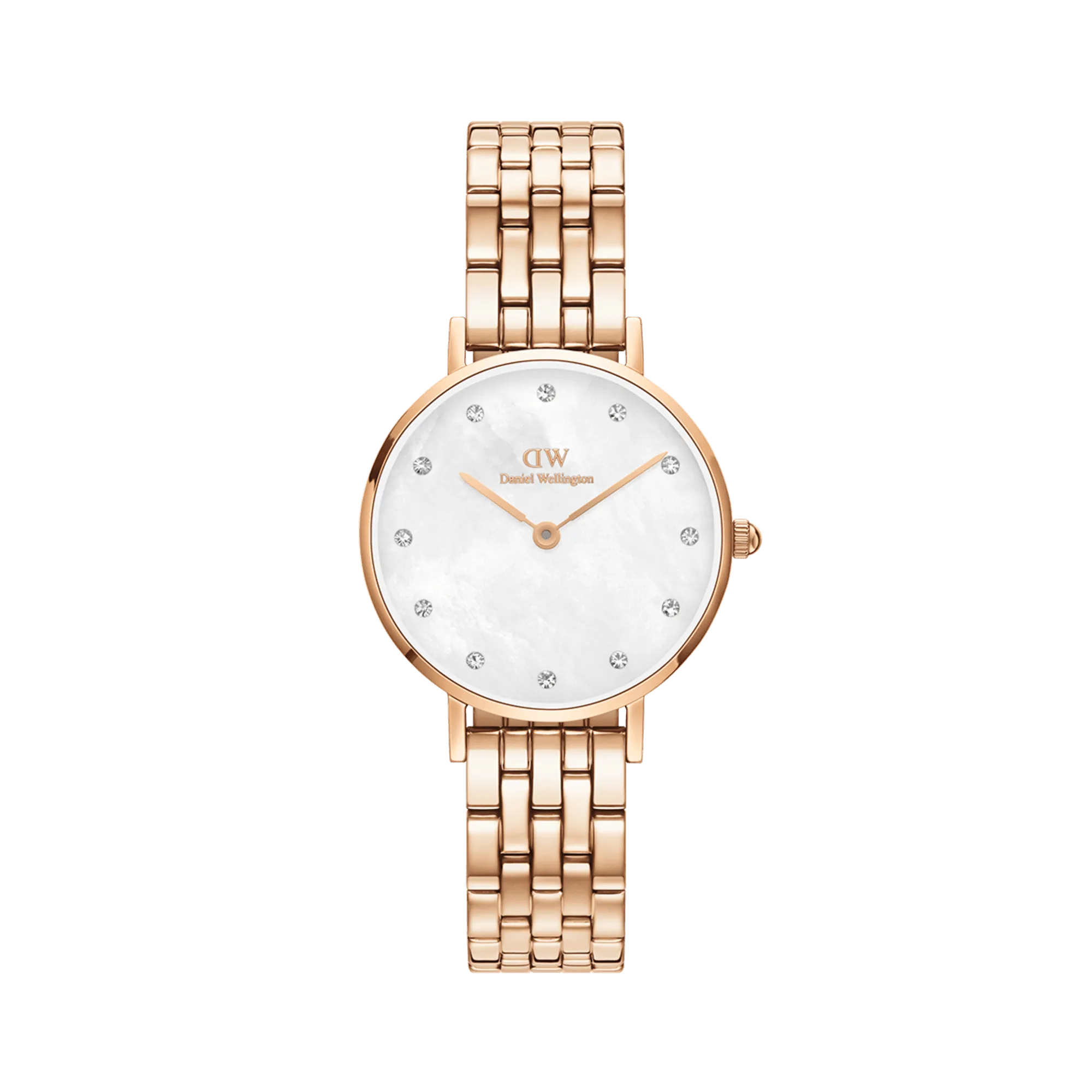 Daniel Wellington Petite Lumine 28 5-Link Rose Gold & Mother of Pearl White Watch