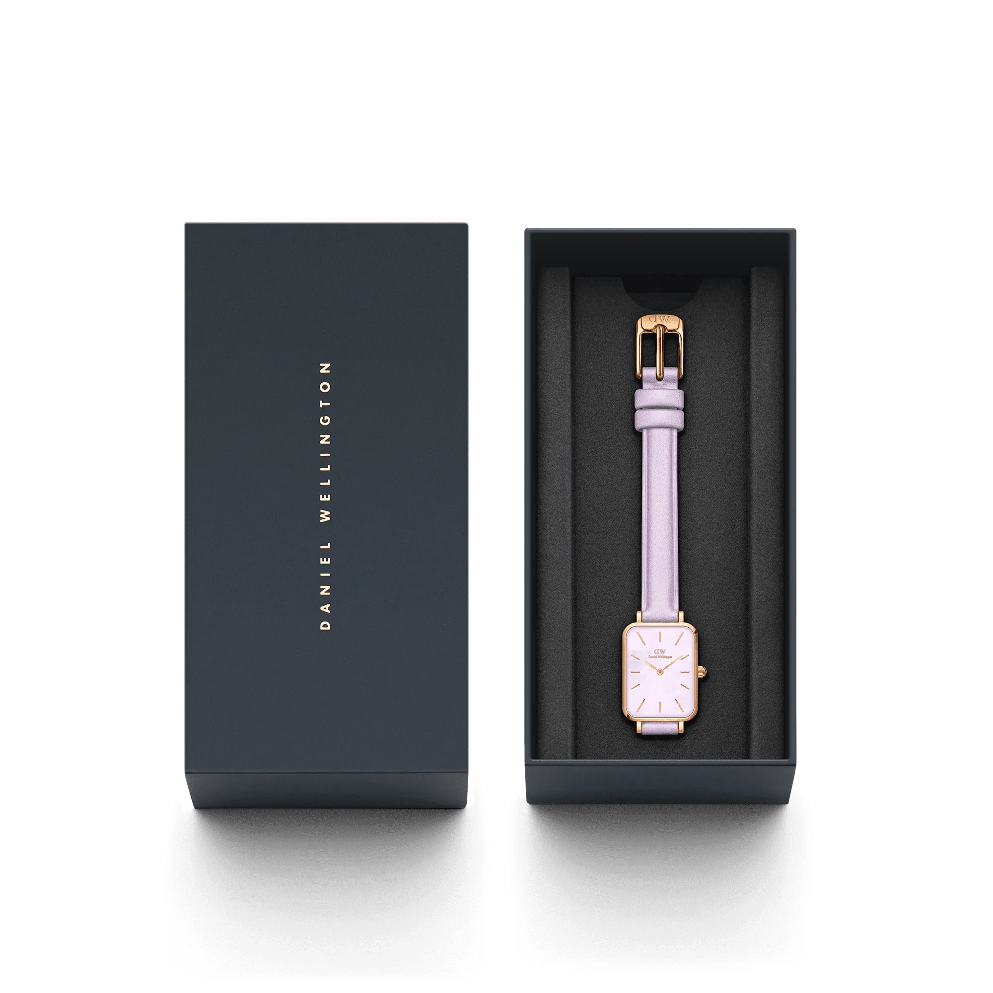 Daniel Wellington Quadro Purple Leather & Rose Gold Mother of Pearl Watch