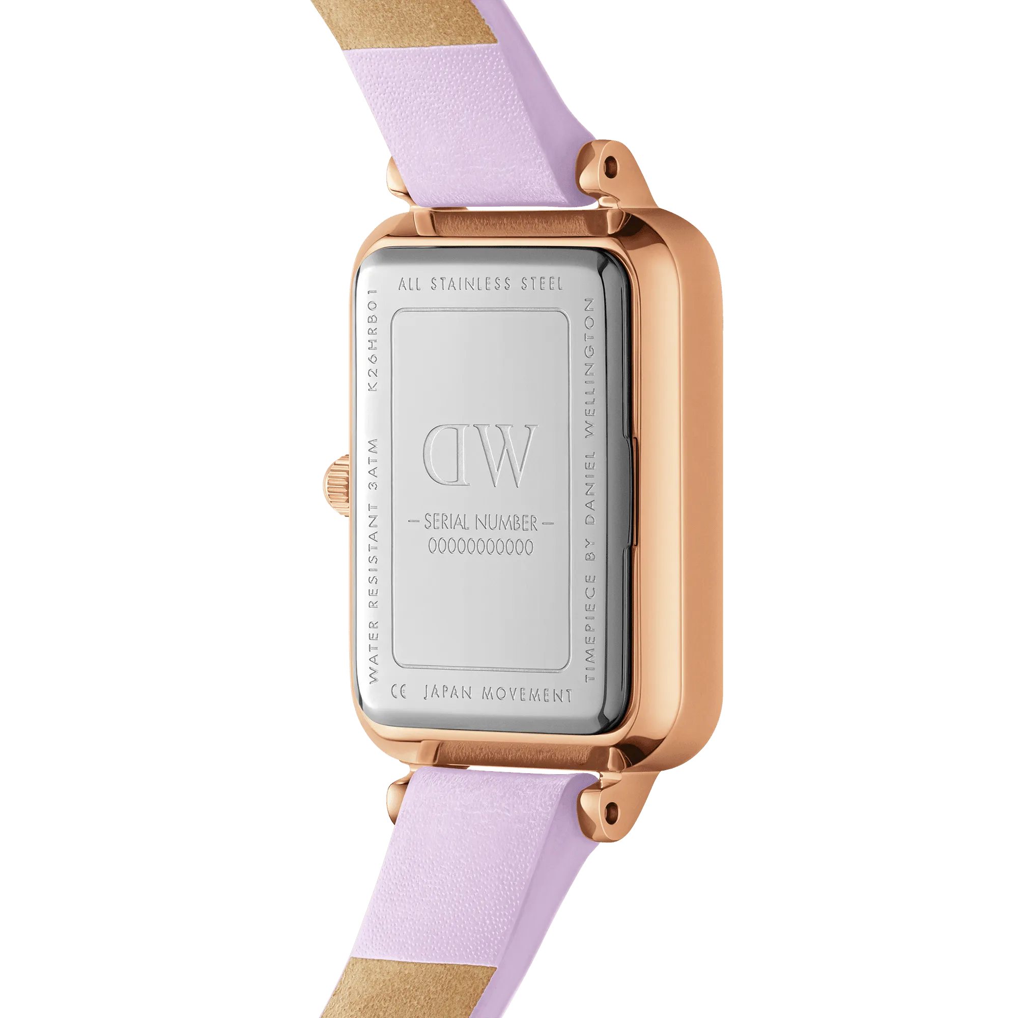 Daniel Wellington Quadro Purple Leather & Rose Gold Mother of Pearl Watch