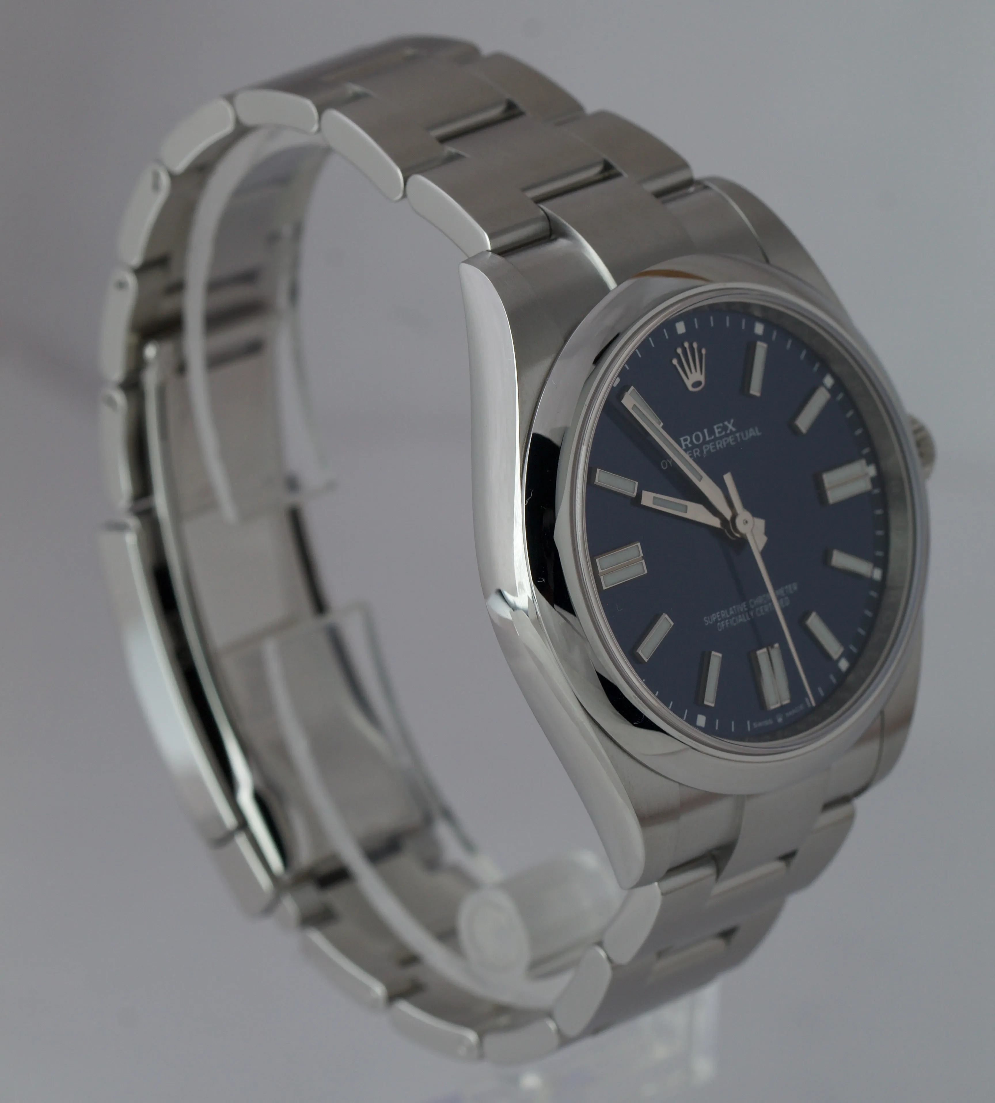 DEC 2021 NEW Rolex Oyster Perpetual 41mm BLUE Stainless Oyster Watch 124300