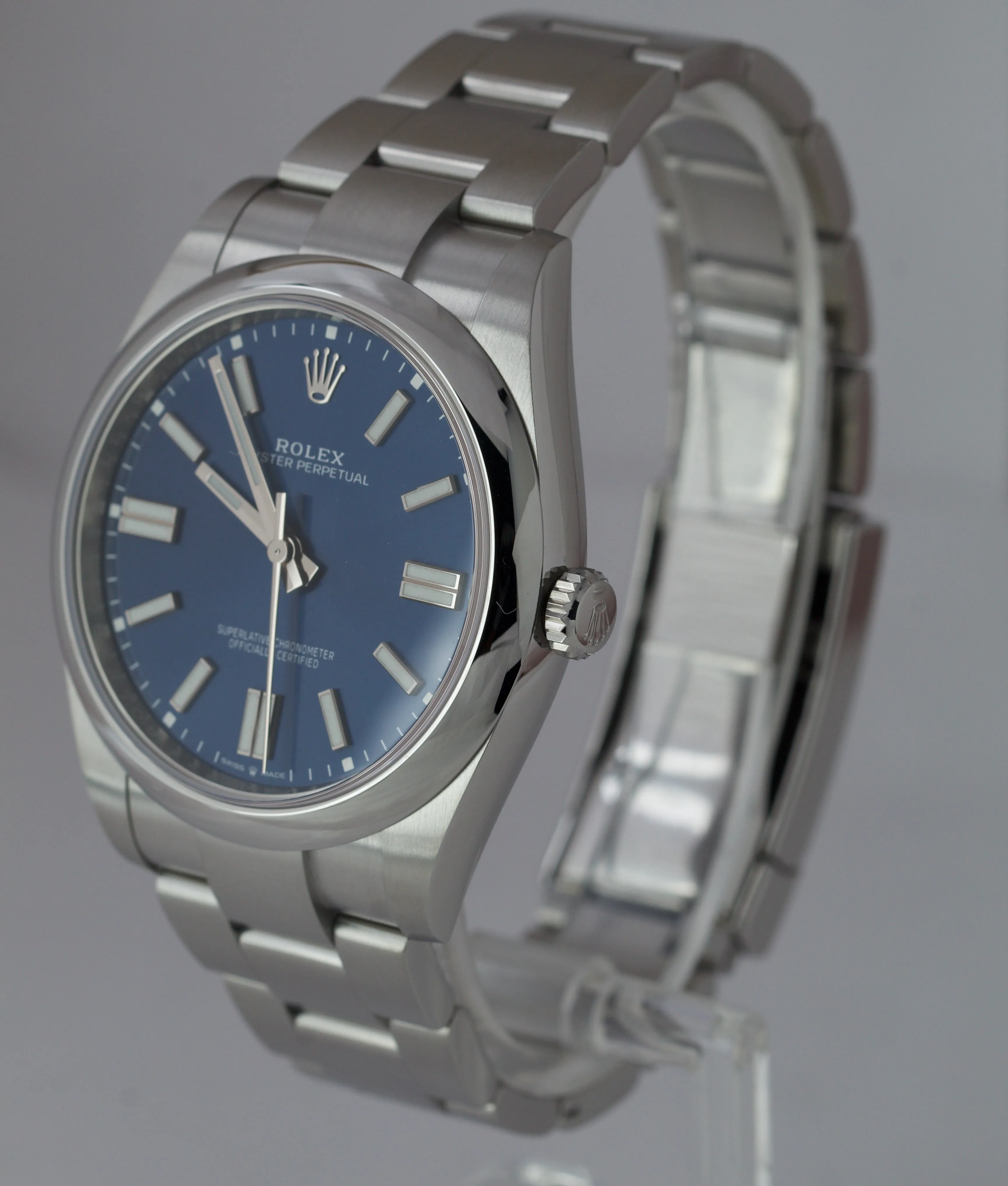 DEC 2021 NEW Rolex Oyster Perpetual 41mm BLUE Stainless Oyster Watch 124300