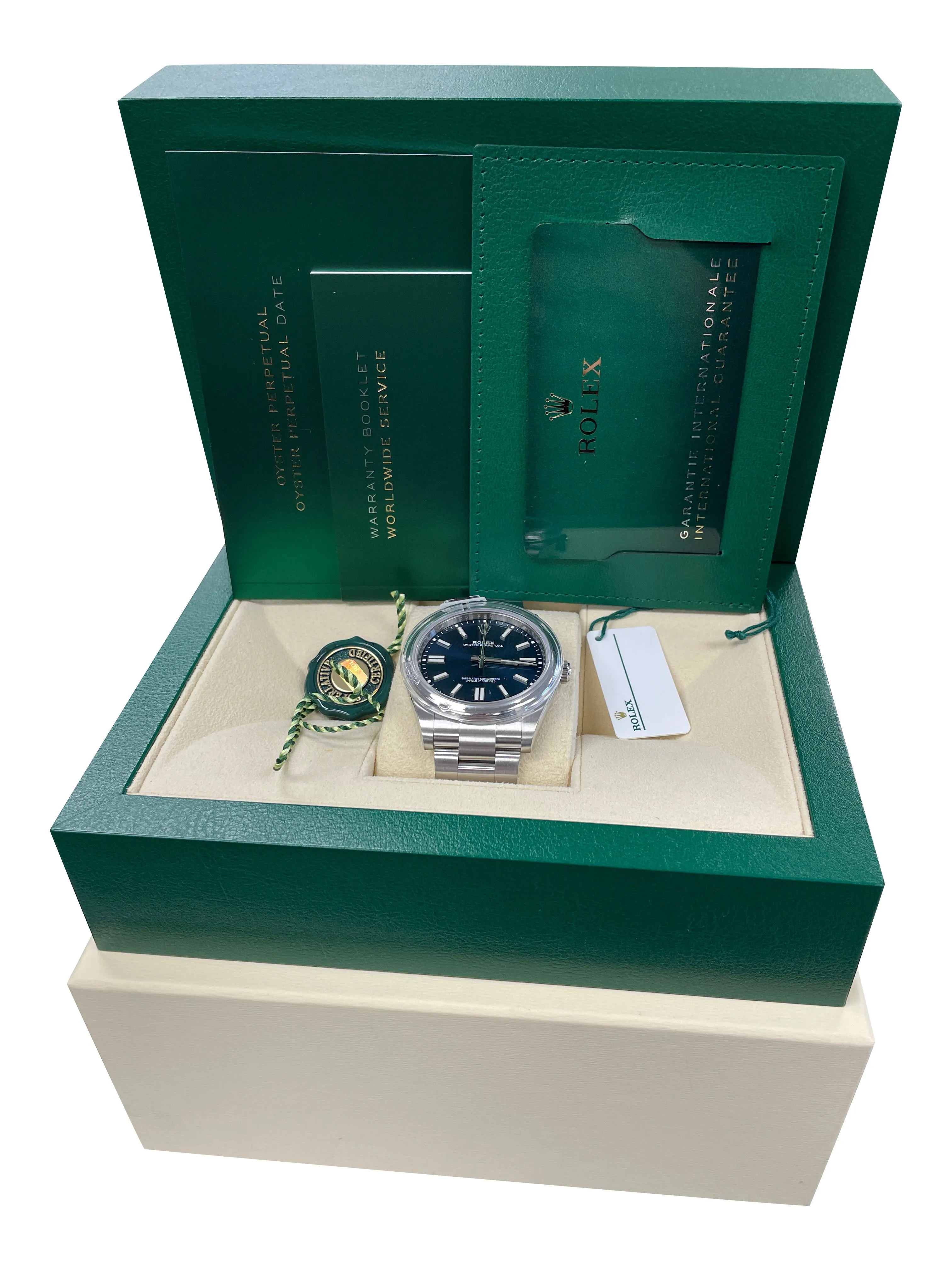 DEC 2021 NEW Rolex Oyster Perpetual 41mm BLUE Stainless Oyster Watch 124300