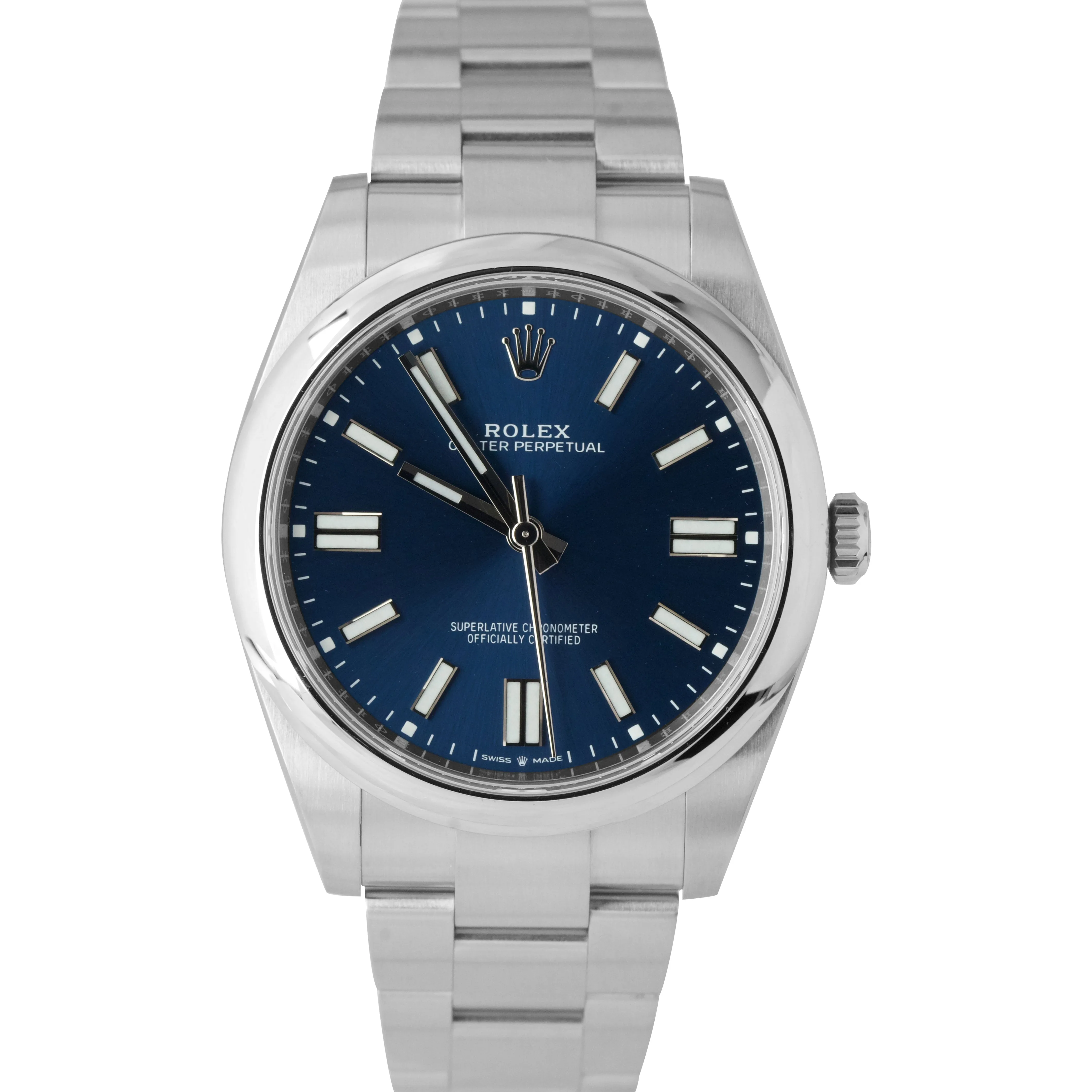 DEC 2021 NEW Rolex Oyster Perpetual 41mm BLUE Stainless Oyster Watch 124300