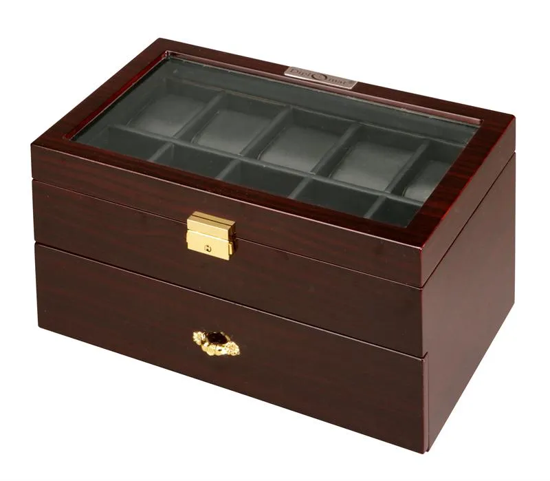 Diplomat Twenty Watch Case With Black Leatherette Interior and Locking Lid